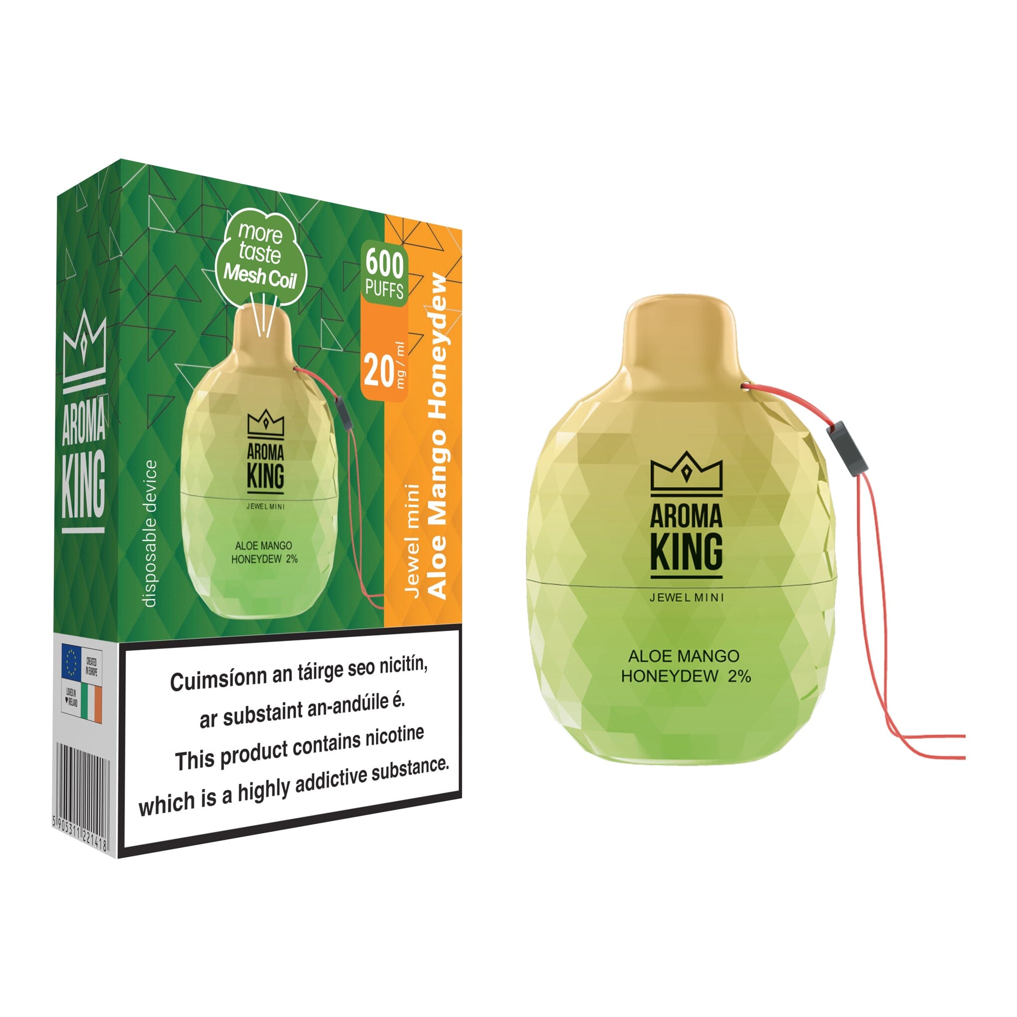 Aroma King Jewel Mini 600 Disposable Vape Aloe Mango Honeydew