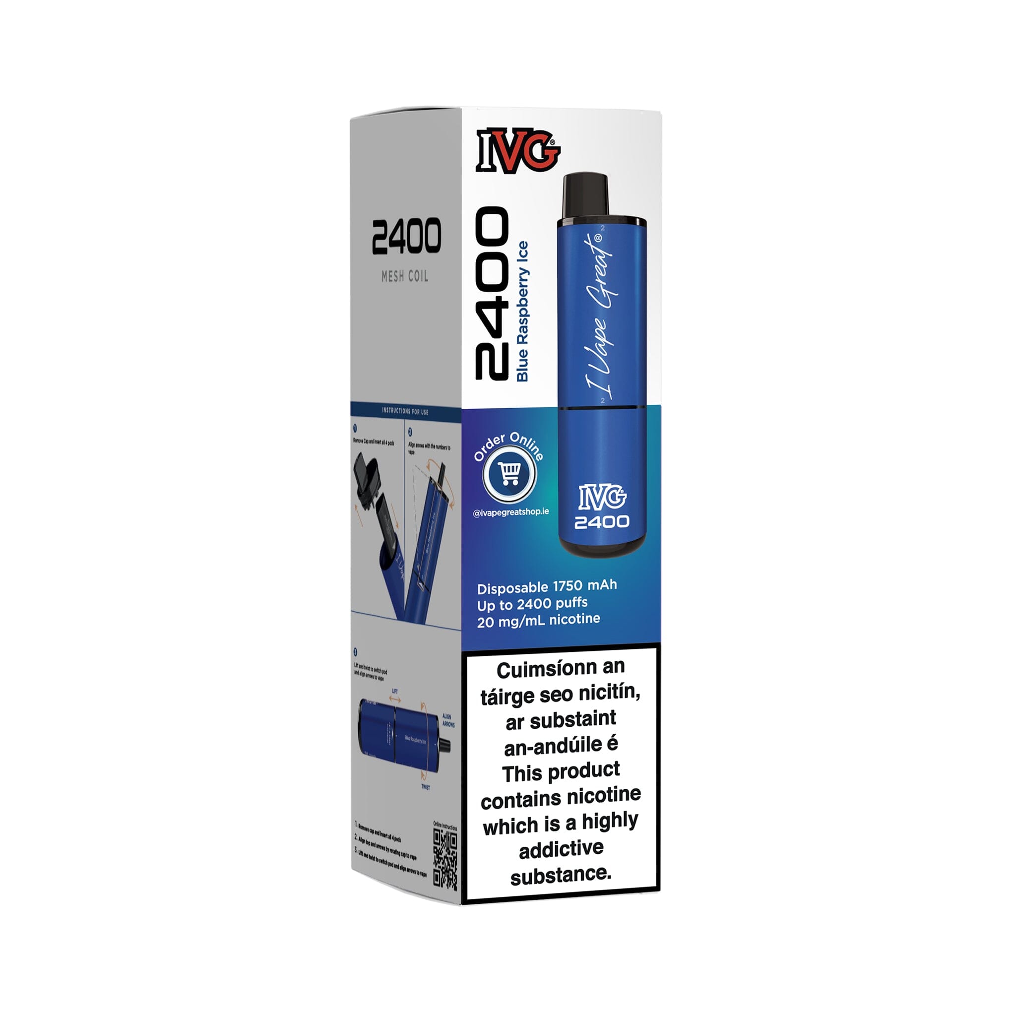 IVG 2400 Disposable Vape Kit Blue Raspberry Ice