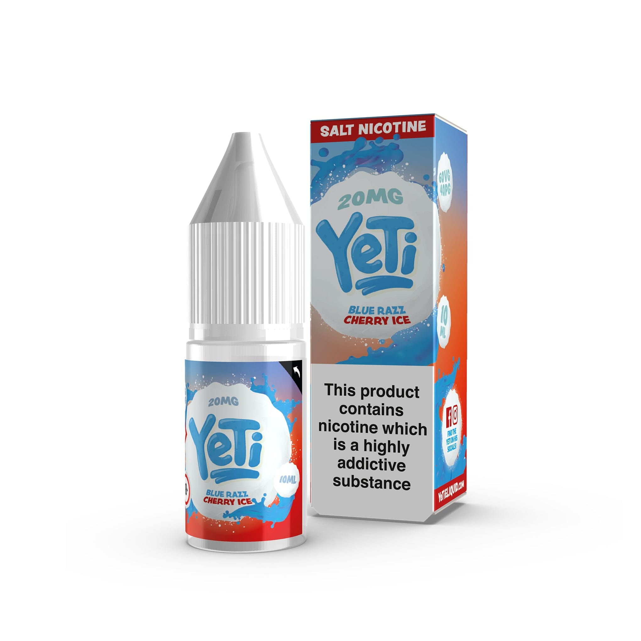 Yeti Nicotine Salt E-Liquid Blue Razz Cherry Ice 