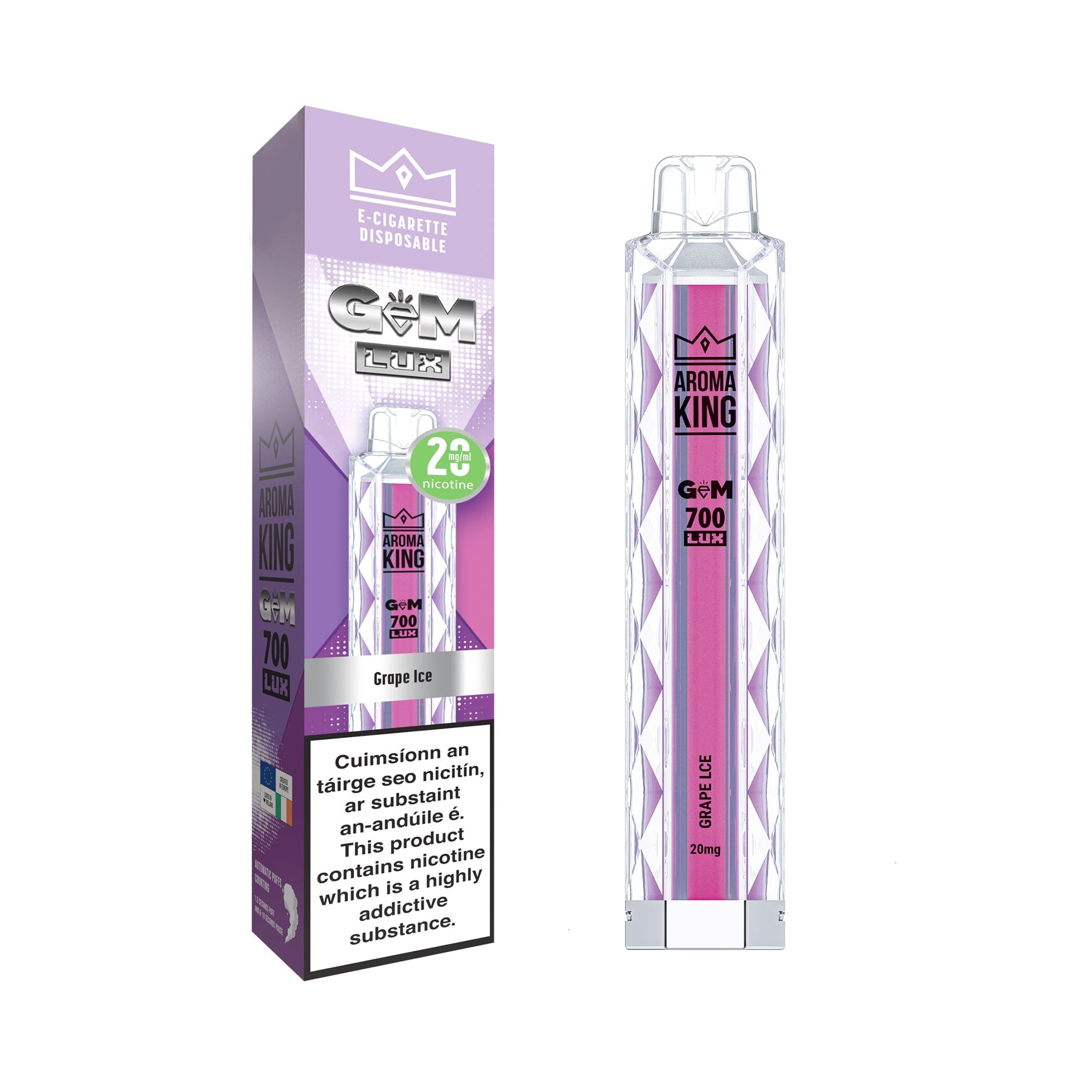 Aroma King Gem Lux Disposable Vape Grape Ice 