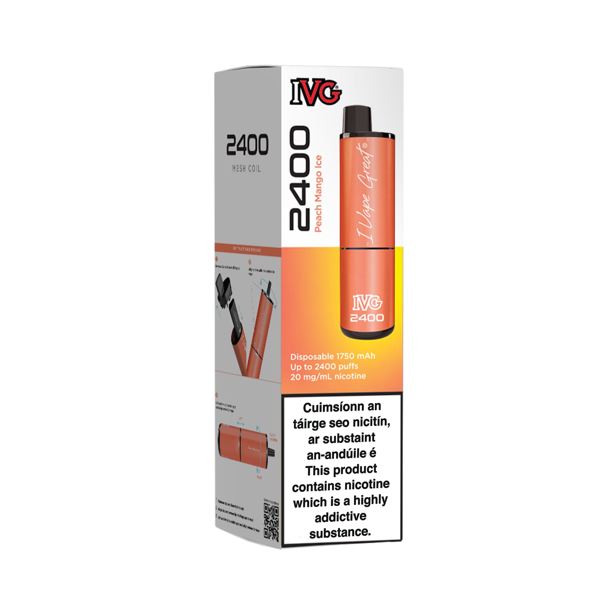 IVG 2400 Disposable Vape Kit Peach Mango Ice 