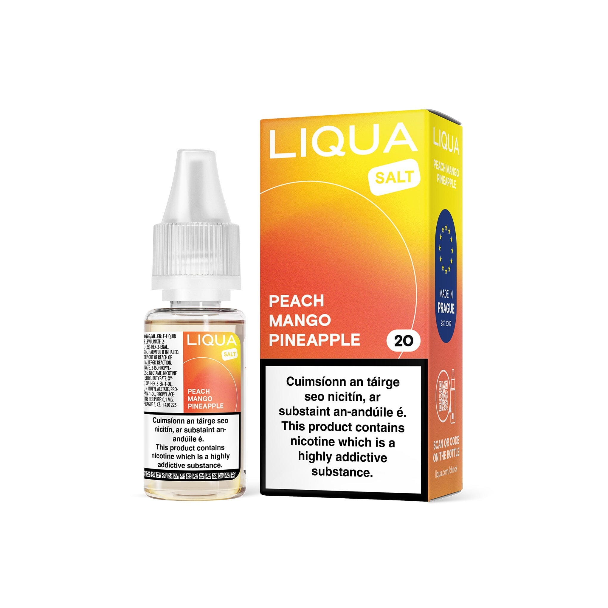 Liqua Nicotine Salt E-Liquid Peach Mango Pineapple 10MG - Medium Nicotine