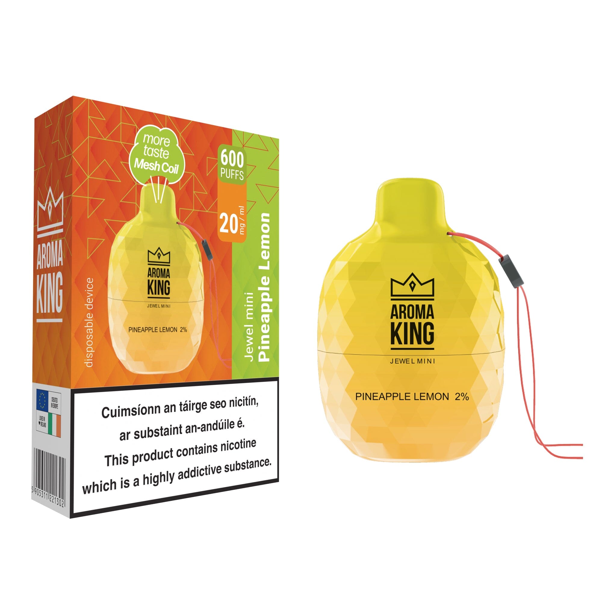 Aroma King Jewel Mini 600 Disposable Vape Pineapple Lemon