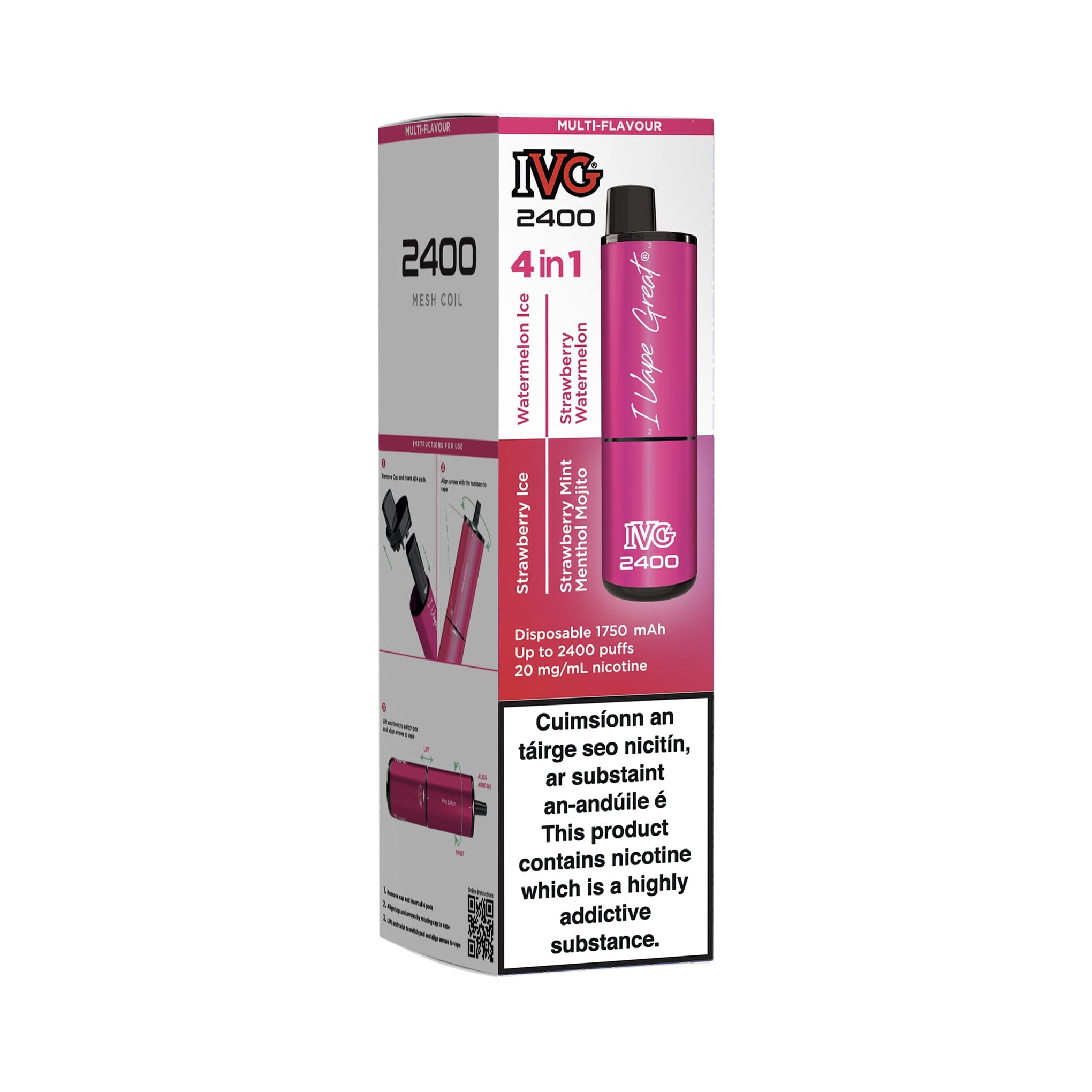 IVG 2400 Disposable Vape Kit Multi Flavour: Pink Edition