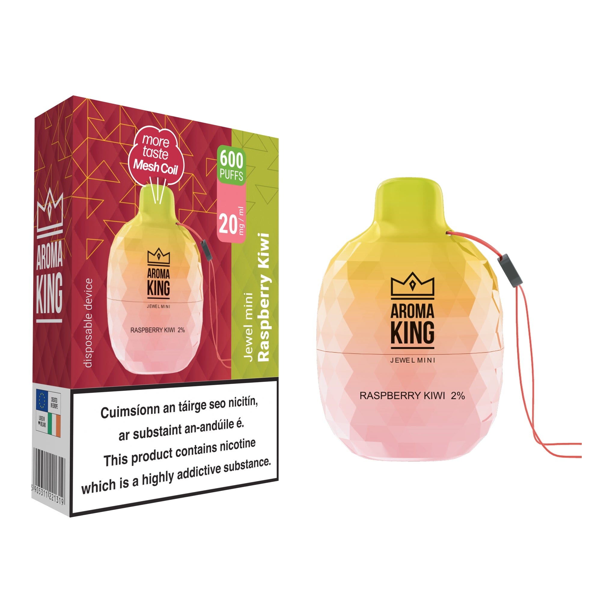 Aroma King Jewel Mini 600 Disposable Vape Raspberry Kiwi
