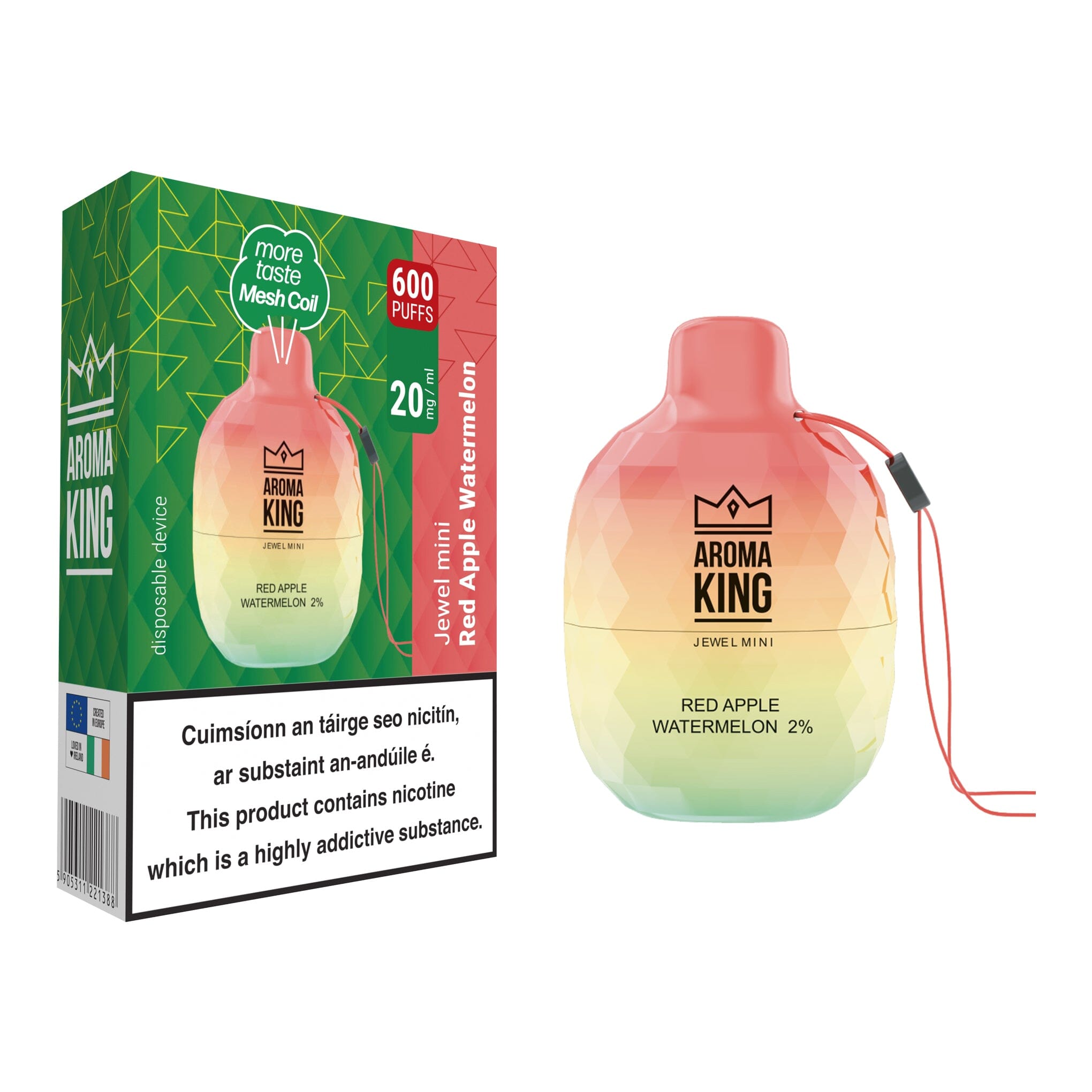 Aroma King Jewel Mini 600 Disposable Vape Red Apple Watermelon