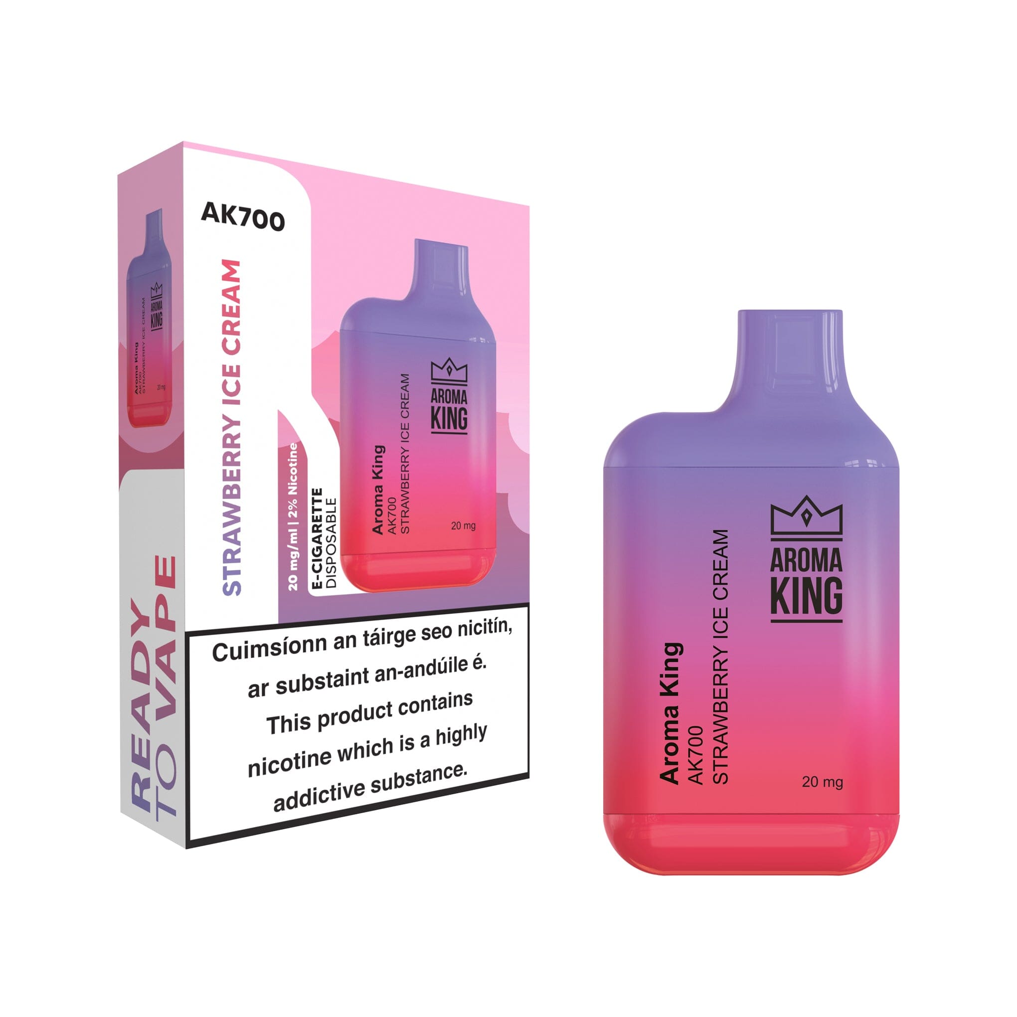 Aroma King AK700 Disposable Vape Strawberry Ice Cream 