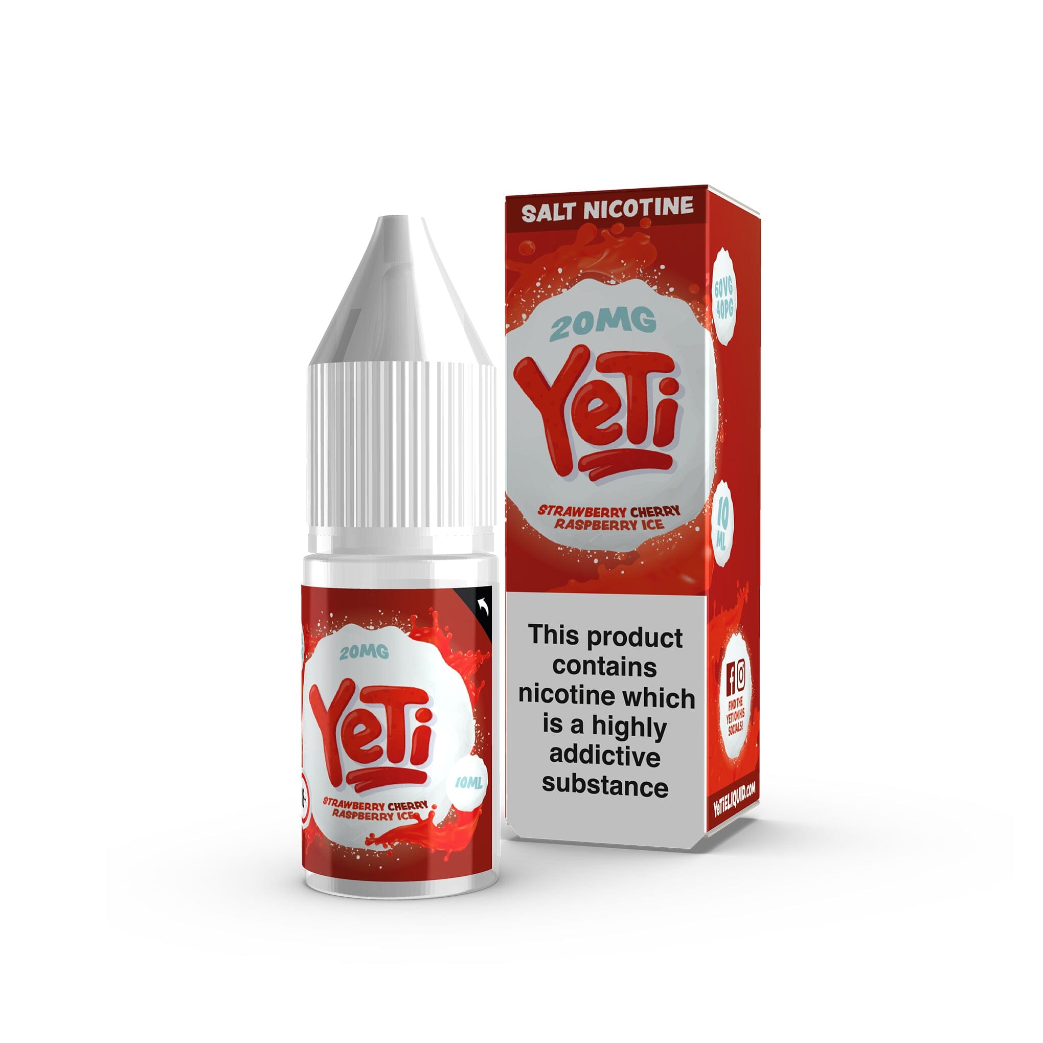 Yeti Nicotine Salt E-Liquid Strawberry Raspberry Cherry Ice 