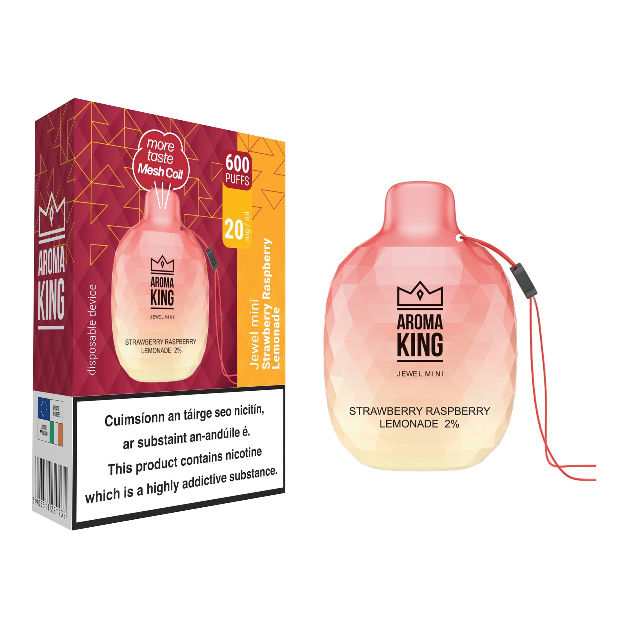 Aroma King Jewel Mini 600 Disposable Vape Strawberry Raspberry Lemonade