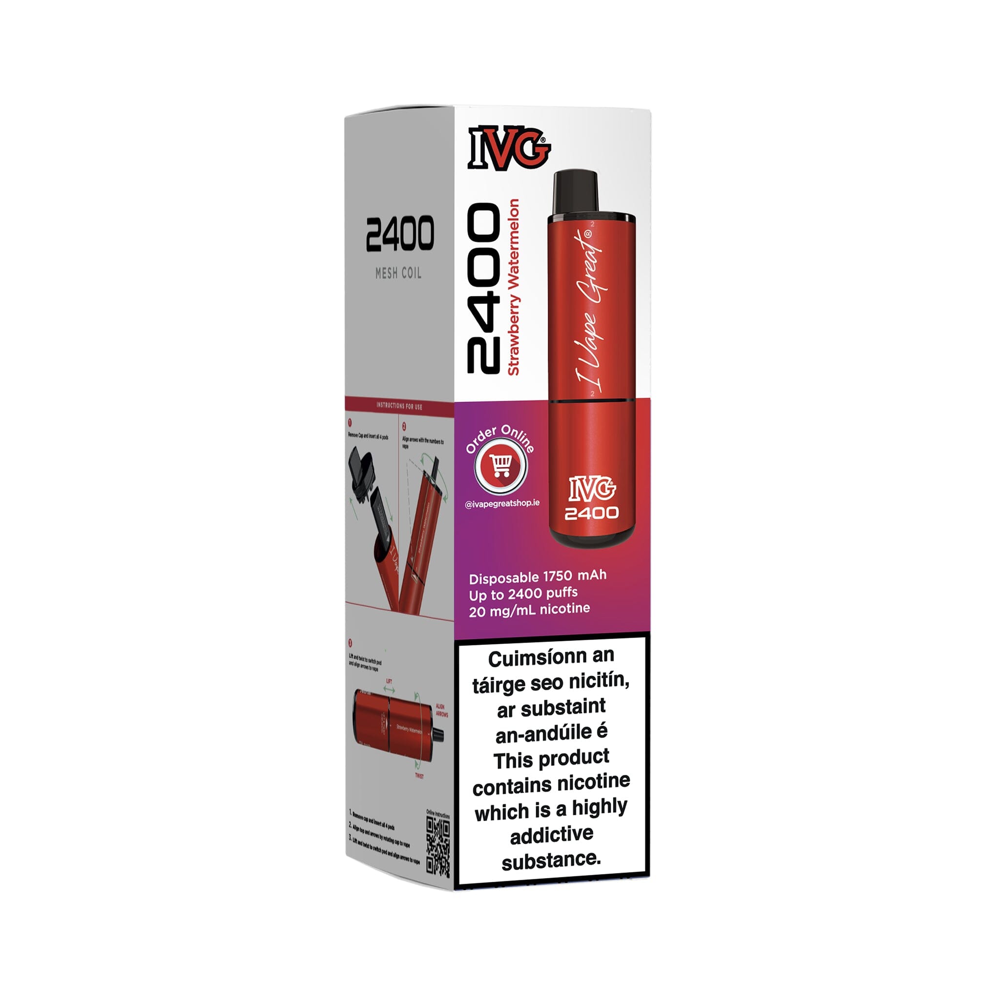 IVG 2400 Disposable Vape Kit Strawberry Watermelon