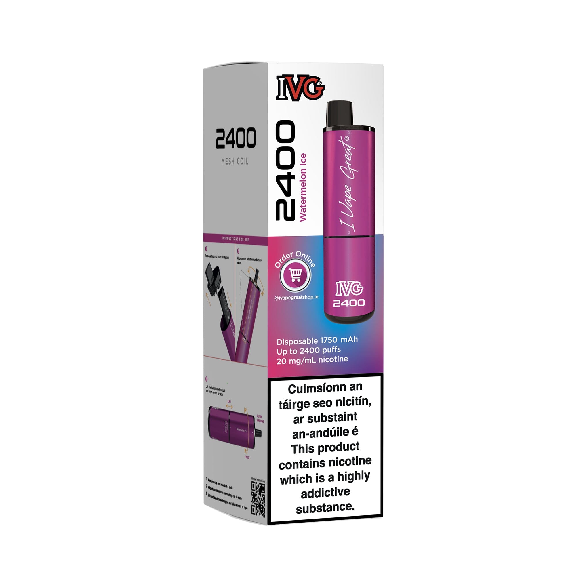 IVG 2400 Disposable Vape Kit Watermelon Ice