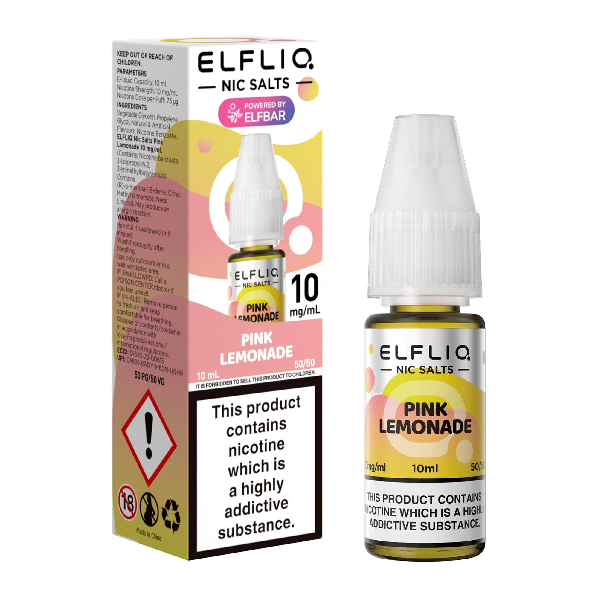 ELFLIQ by ELFBAR Nicotine Salt E-Liquid Pink Lemonade 10MG - Medium Nicotine