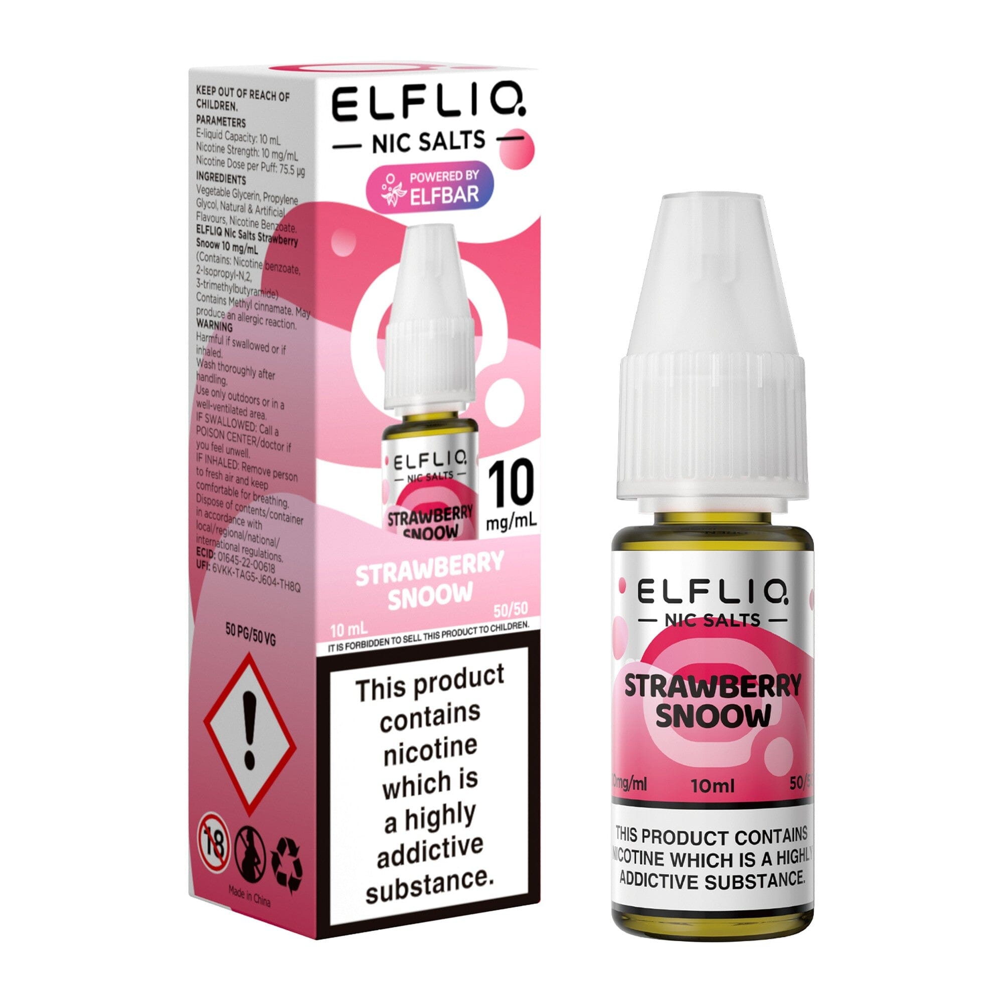 ELFLIQ by ELFBAR Nicotine Salt E-Liquid Strawberry Ice Cream 10MG - Medium Nicotine