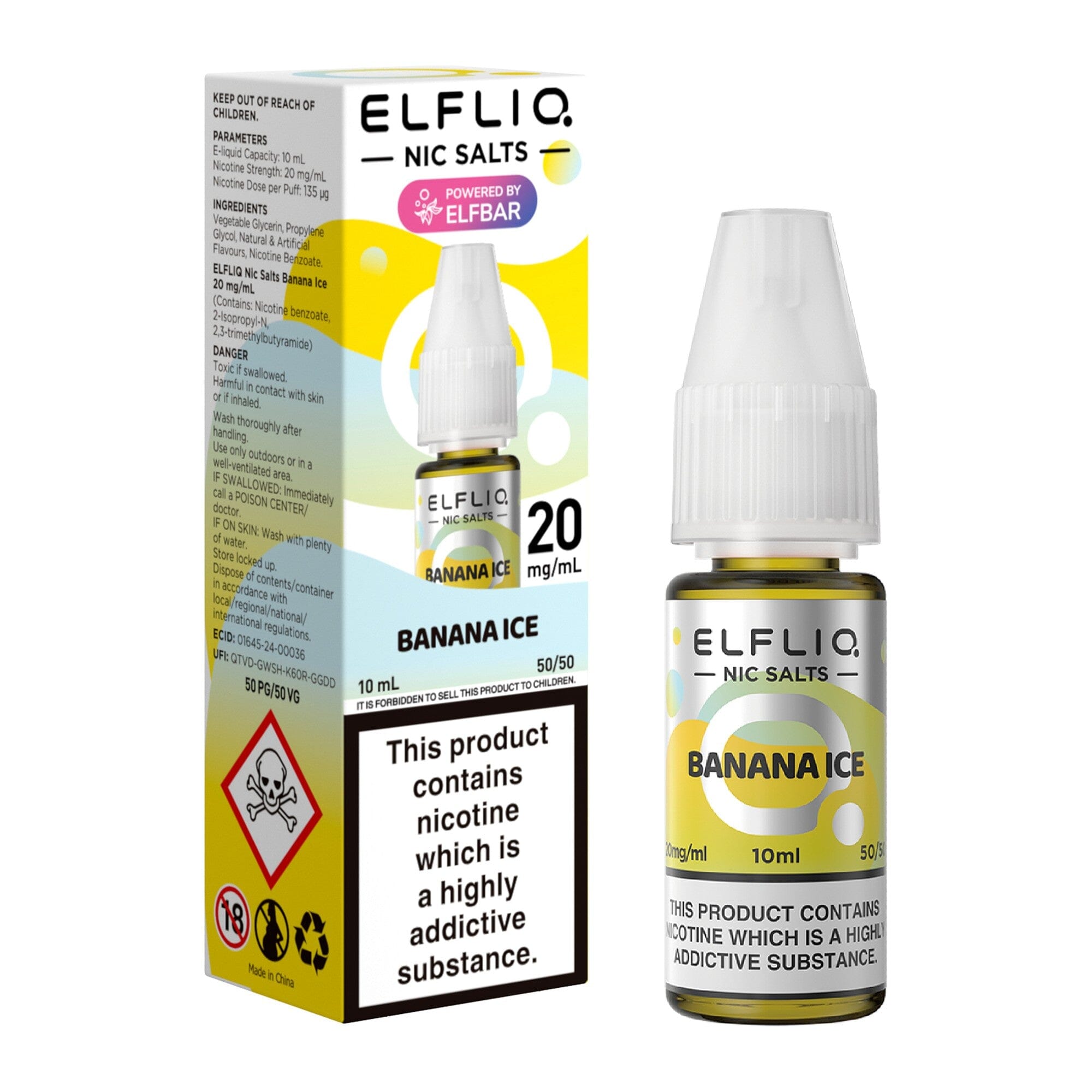 ELFLIQ by ELFBAR Nicotine Salt E-Liquid Banana Ice 20MG - High Nicotine