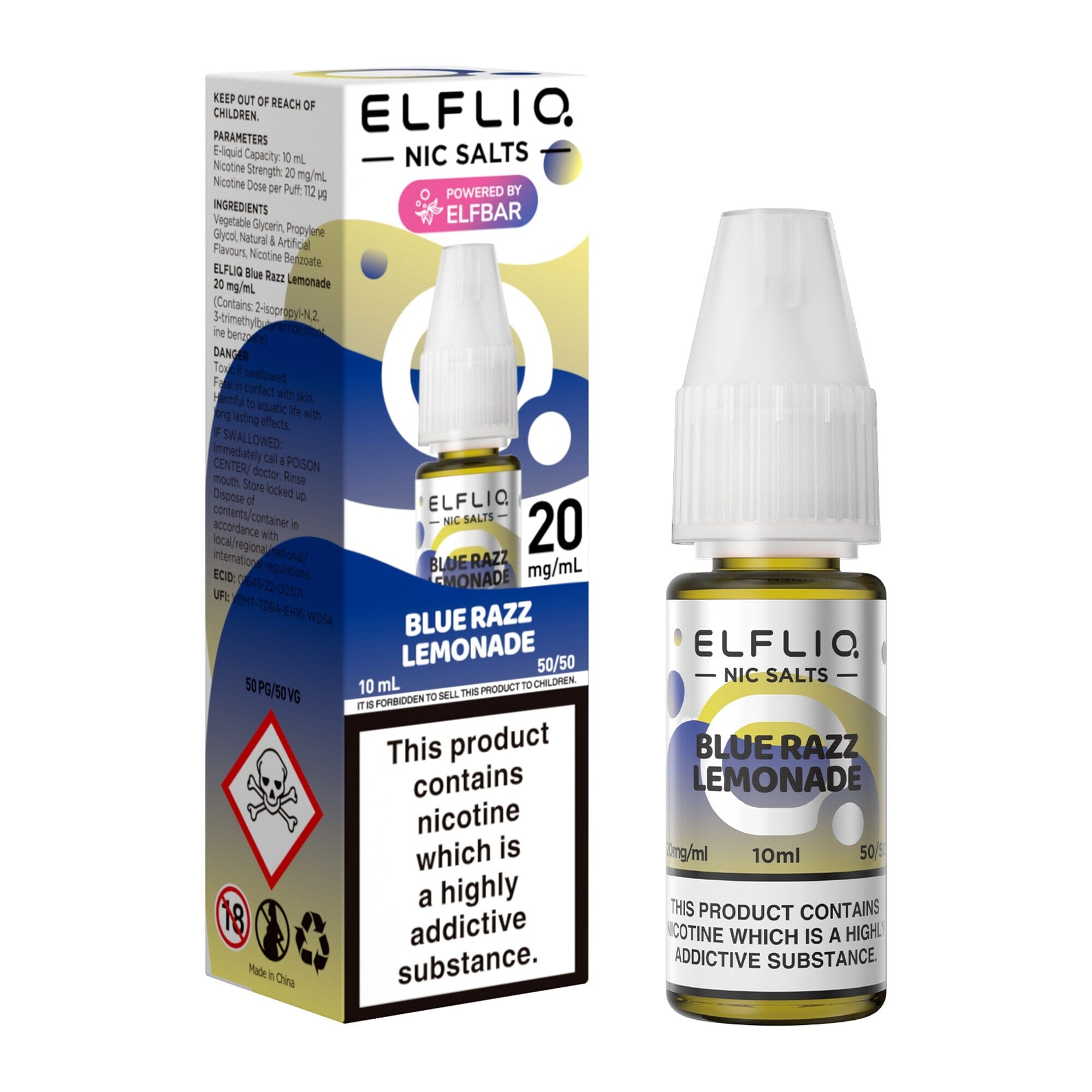 ELFLIQ by ELFBAR Nicotine Salt E-Liquid Blue Razz Lemonade 20MG - High Nicotine