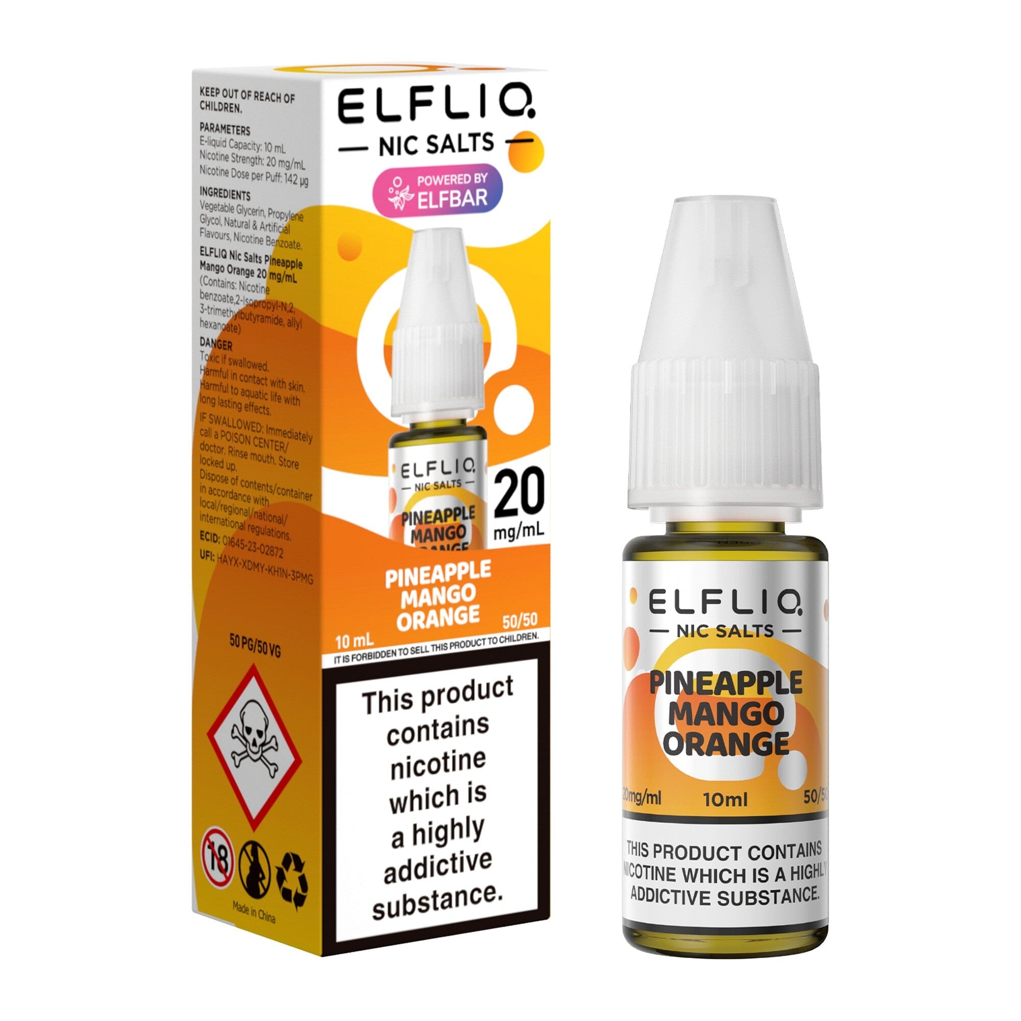 ELFLIQ by ELFBAR Nicotine Salt E-Liquid Pineapple Orange Mango 20MG - High Nicotine