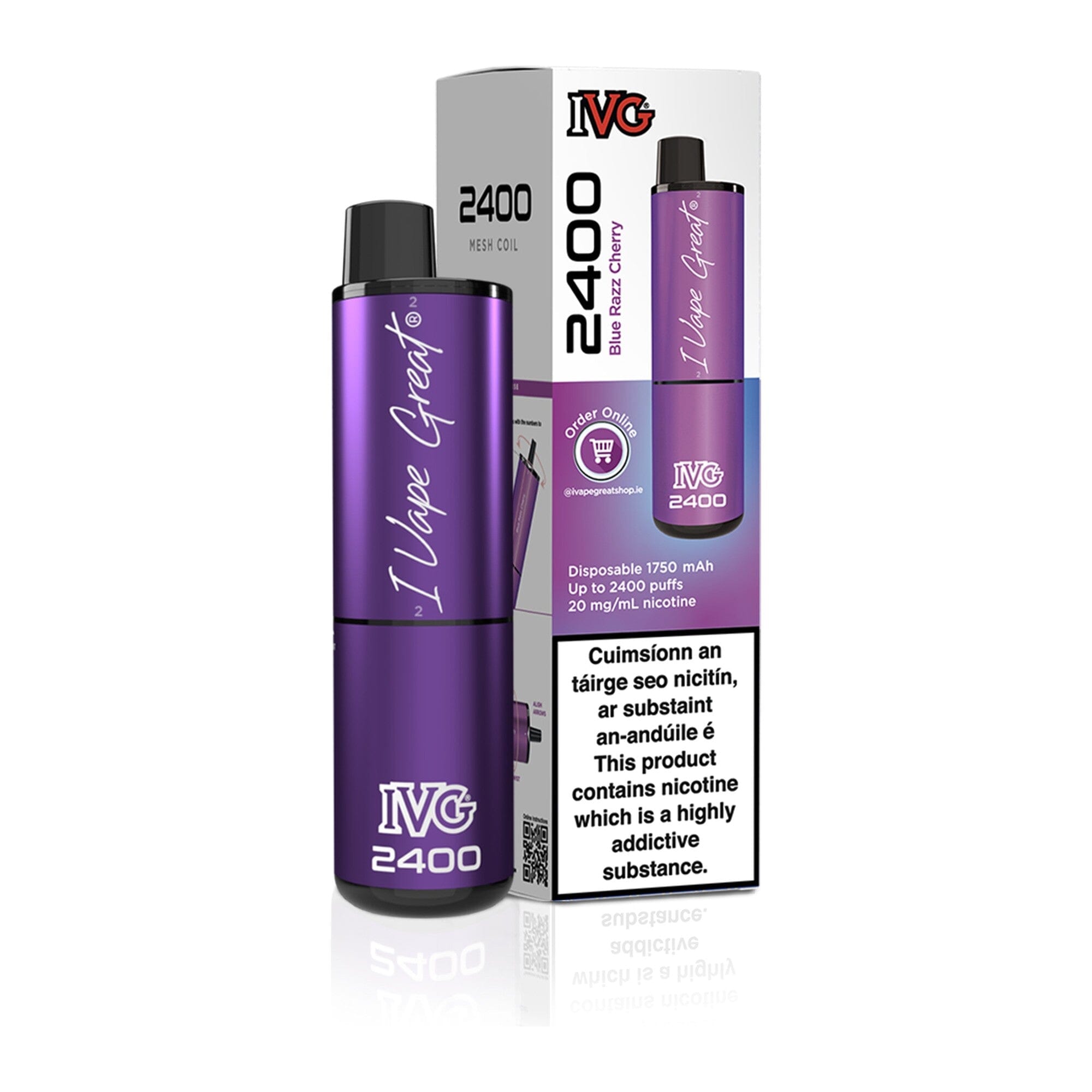 IVG 2400 Disposable Vape Kit Blue Razz Cherry