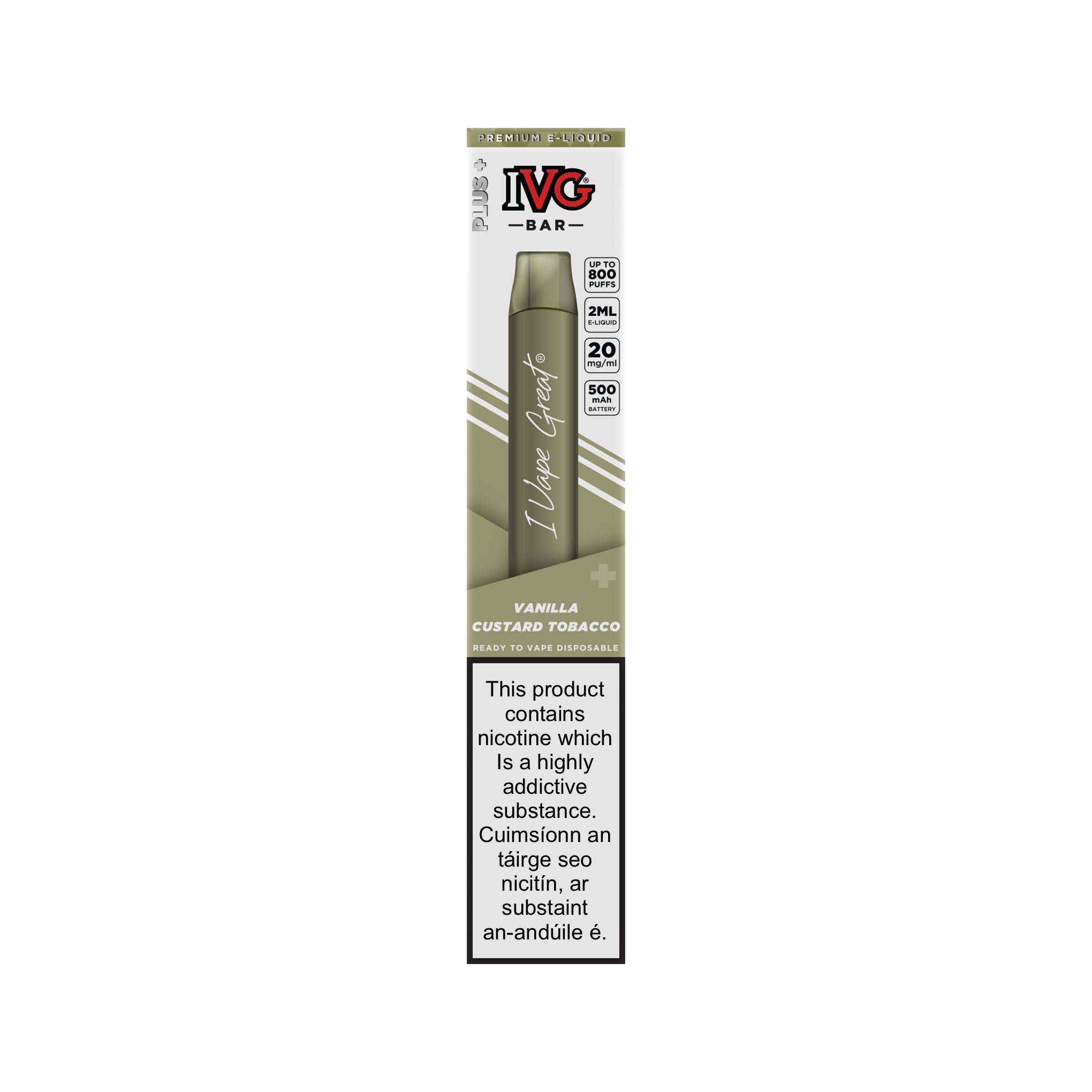 IVG Bar Plus Disposable Kit Vanilla Custard Tobacco