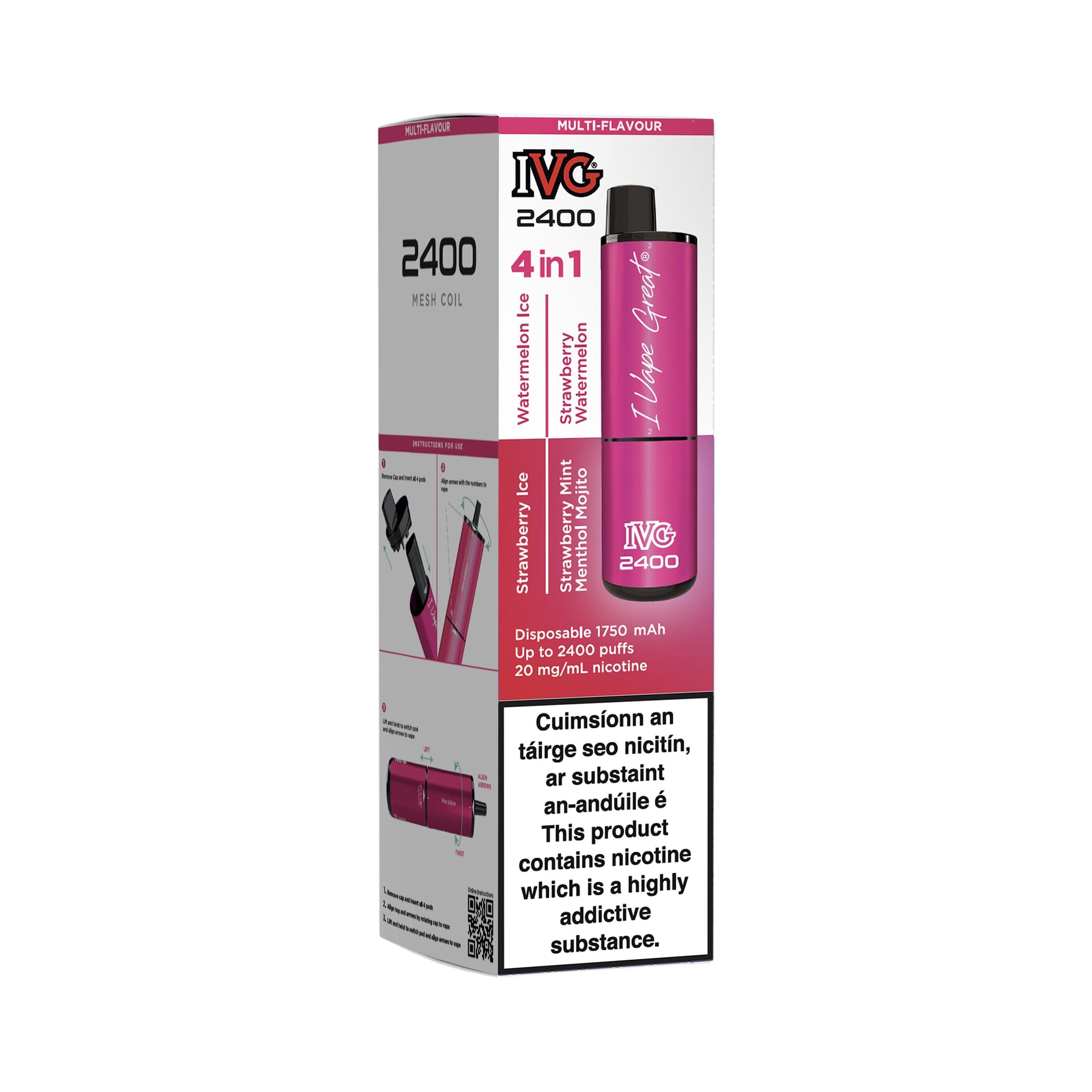 IVG 2400 Disposable Vape Kit Multi Flavour: Pink Edition 