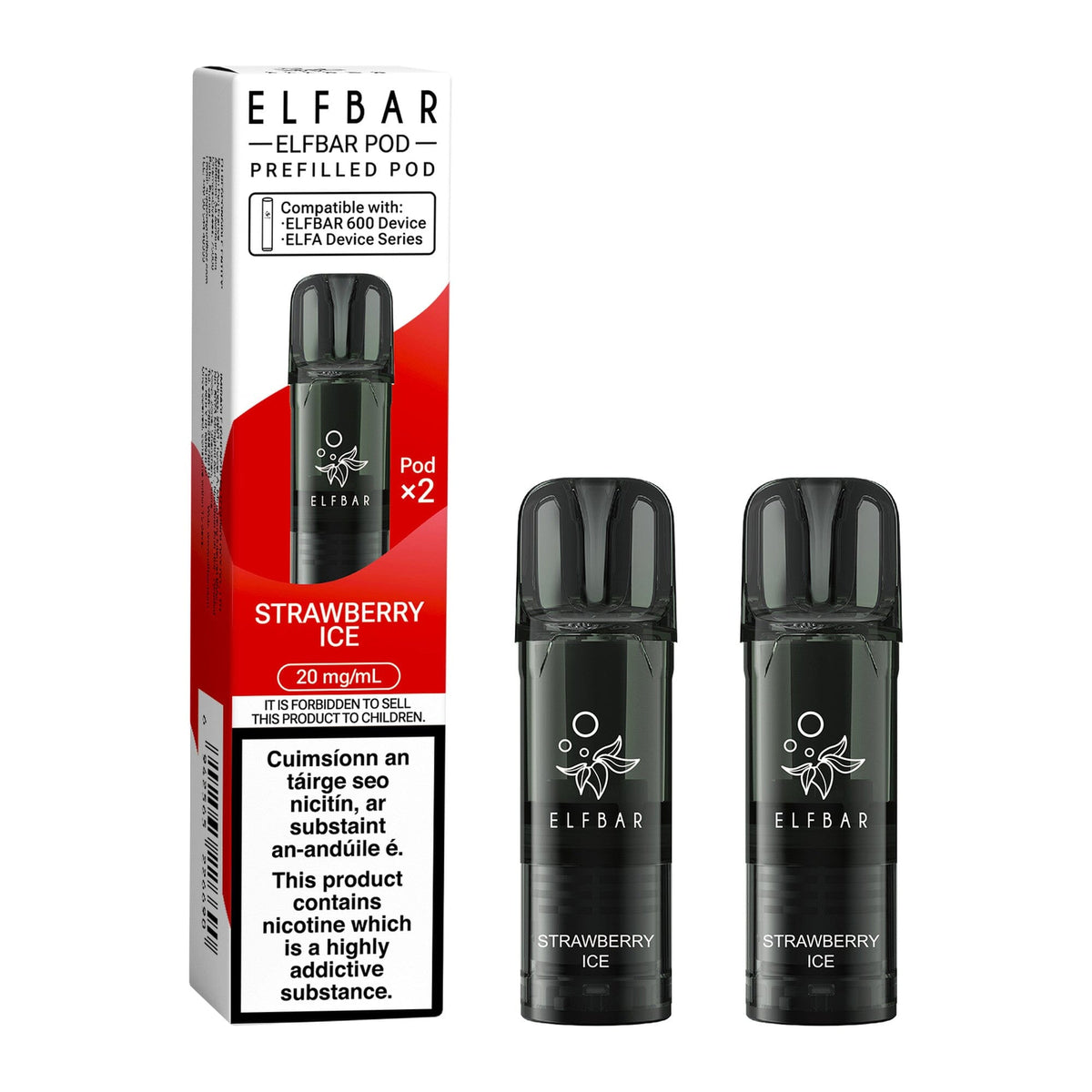 ELF Bar 600 Prefilled Pod (Pack of 2) Strawberry Ice 