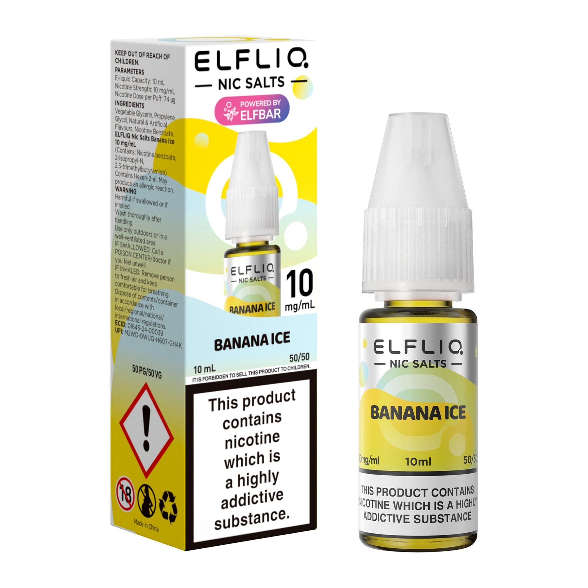 ELFLIQ by ELFBAR Nicotine Salt E-Liquid Banana Ice 10MG - Medium Nicotine 