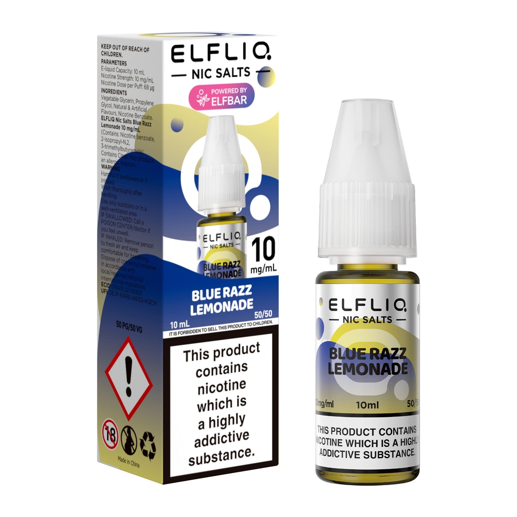 ELFLIQ by ELFBAR Nicotine Salt E-Liquid Blue Razz Lemonade 10MG - Medium Nicotine 