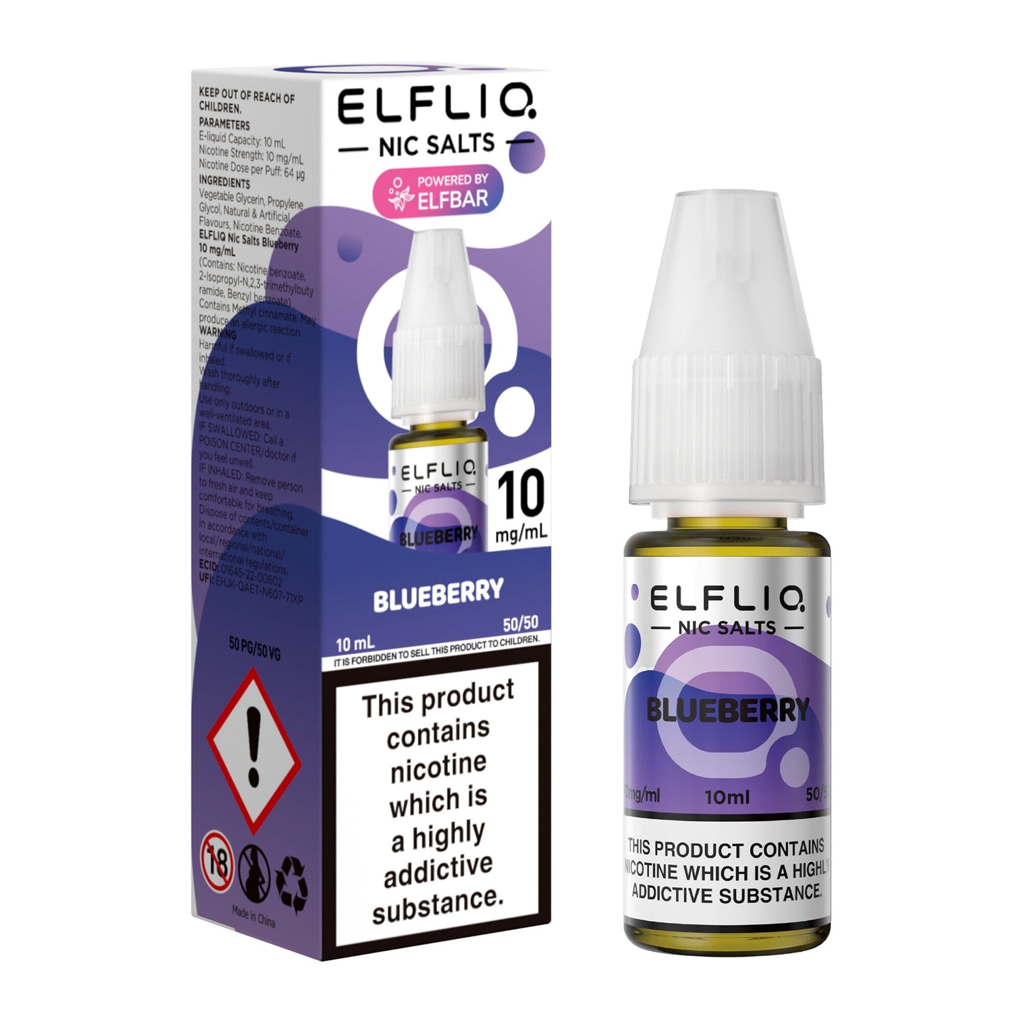 ELFLIQ by ELFBAR Nicotine Salt E-Liquid Blueberry 10MG - Medium Nicotine 
