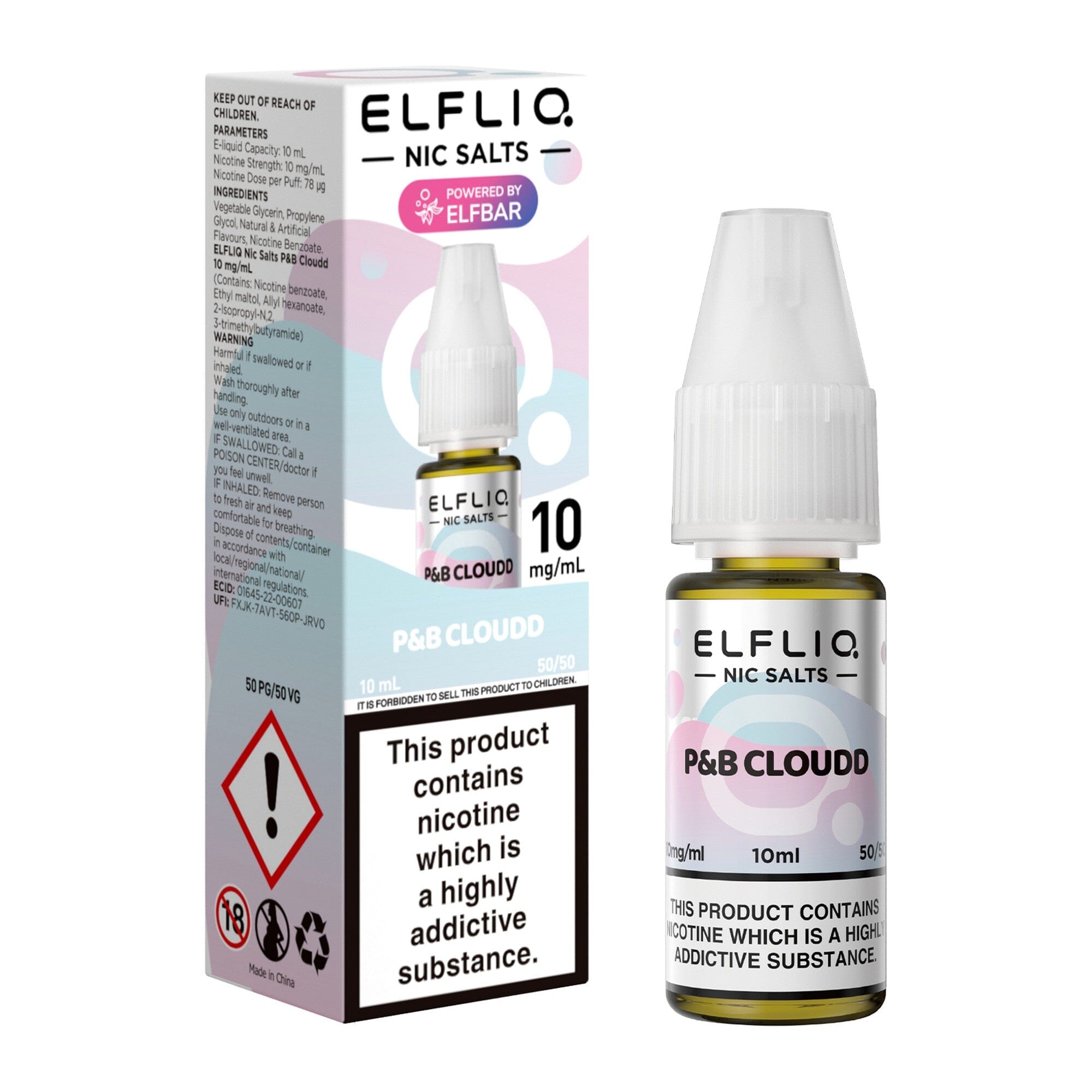 ELFLIQ by ELFBAR Nicotine Salt E-Liquid Cotton Candy Ice 10MG - Medium Nicotine 