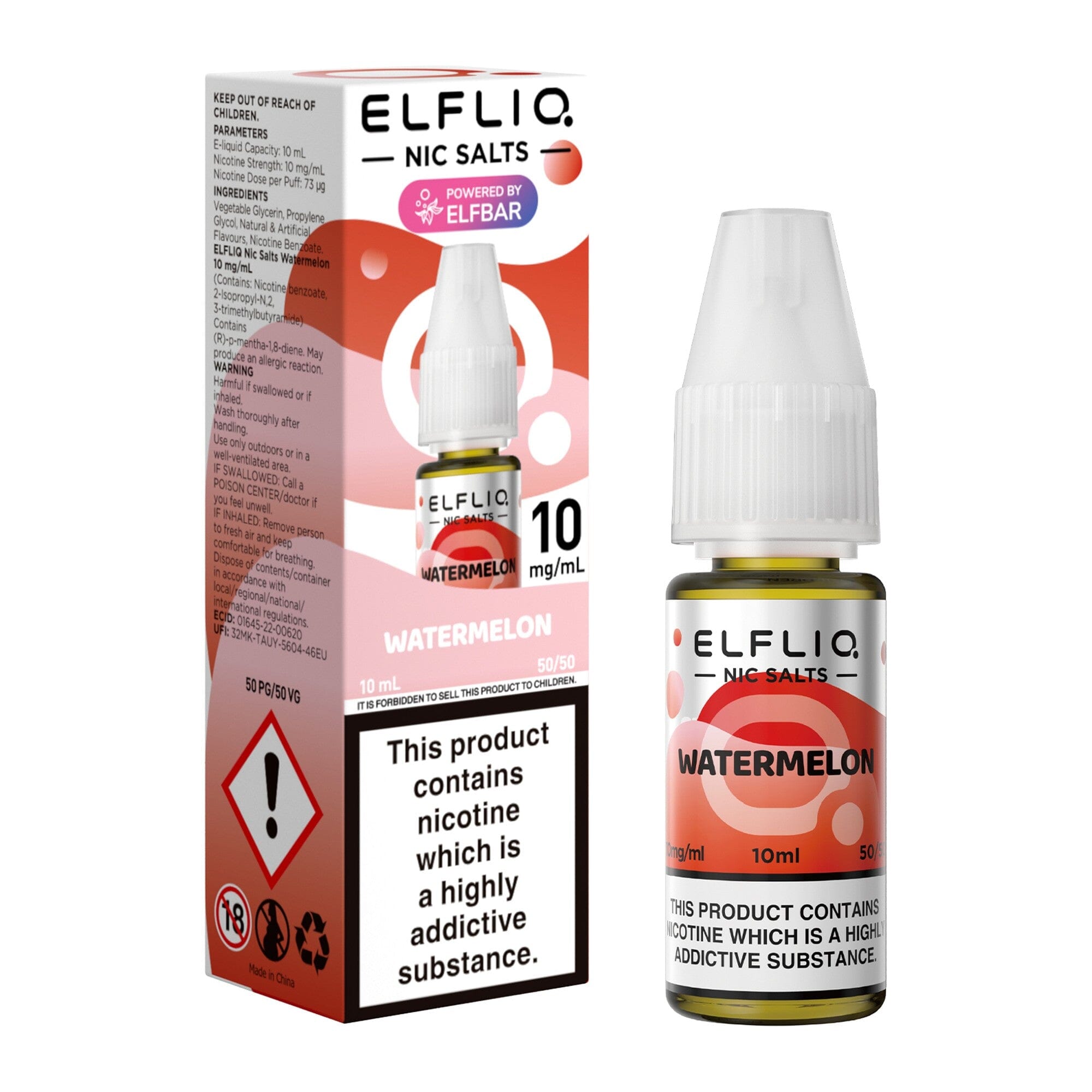 ELFLIQ by ELFBAR Nicotine Salt E-Liquid Watermelon 10MG - Medium Nicotine 