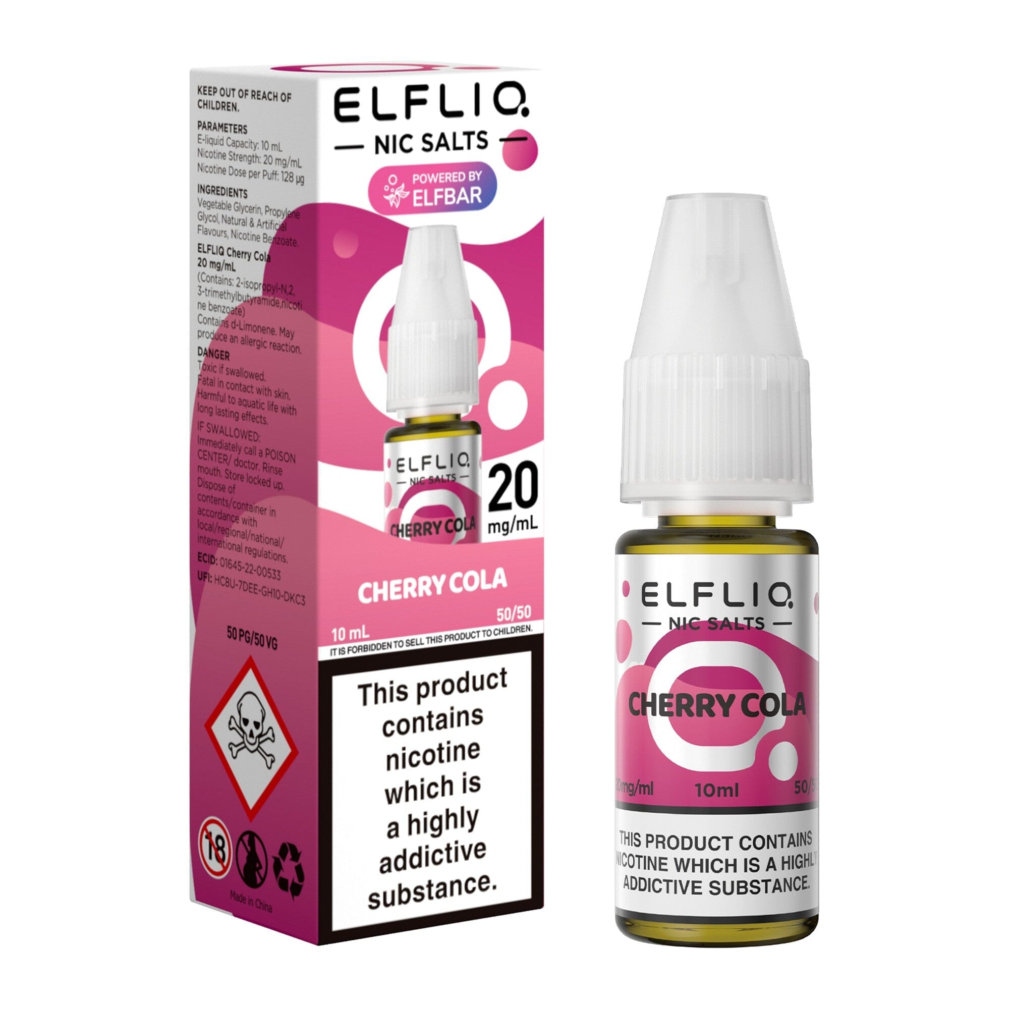 ELFLIQ by ELFBAR Nicotine Salt E-Liquid Cherry Cola 20MG - High Nicotine 