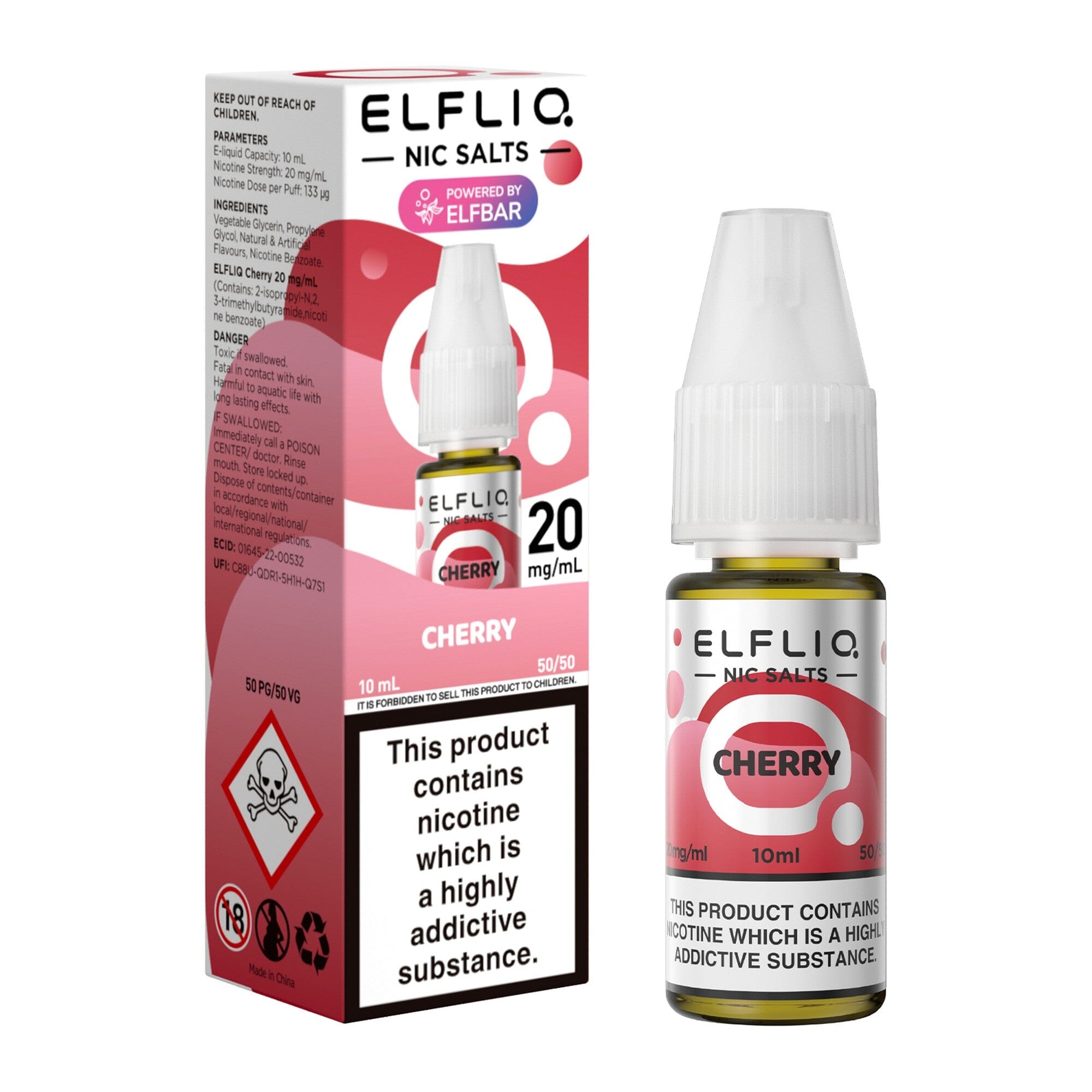 ELFLIQ by ELFBAR Nicotine Salt E-Liquid Cherry 20MG - High Nicotine 