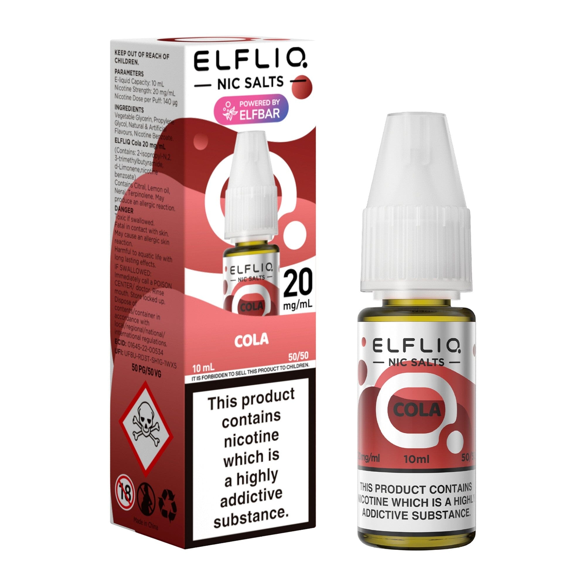 ELFLIQ by ELFBAR Nicotine Salt E-Liquid Cola 20MG - High Nicotine 