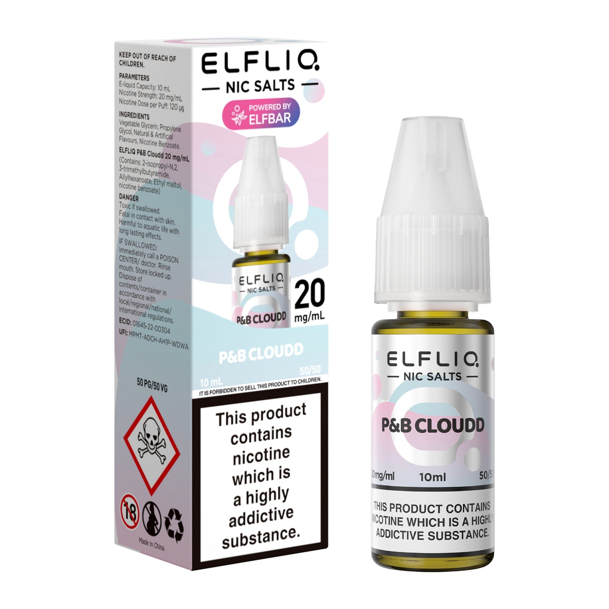 ELFLIQ by ELFBAR Nicotine Salt E-Liquid Cotton Candy Ice 20MG - High Nicotine 