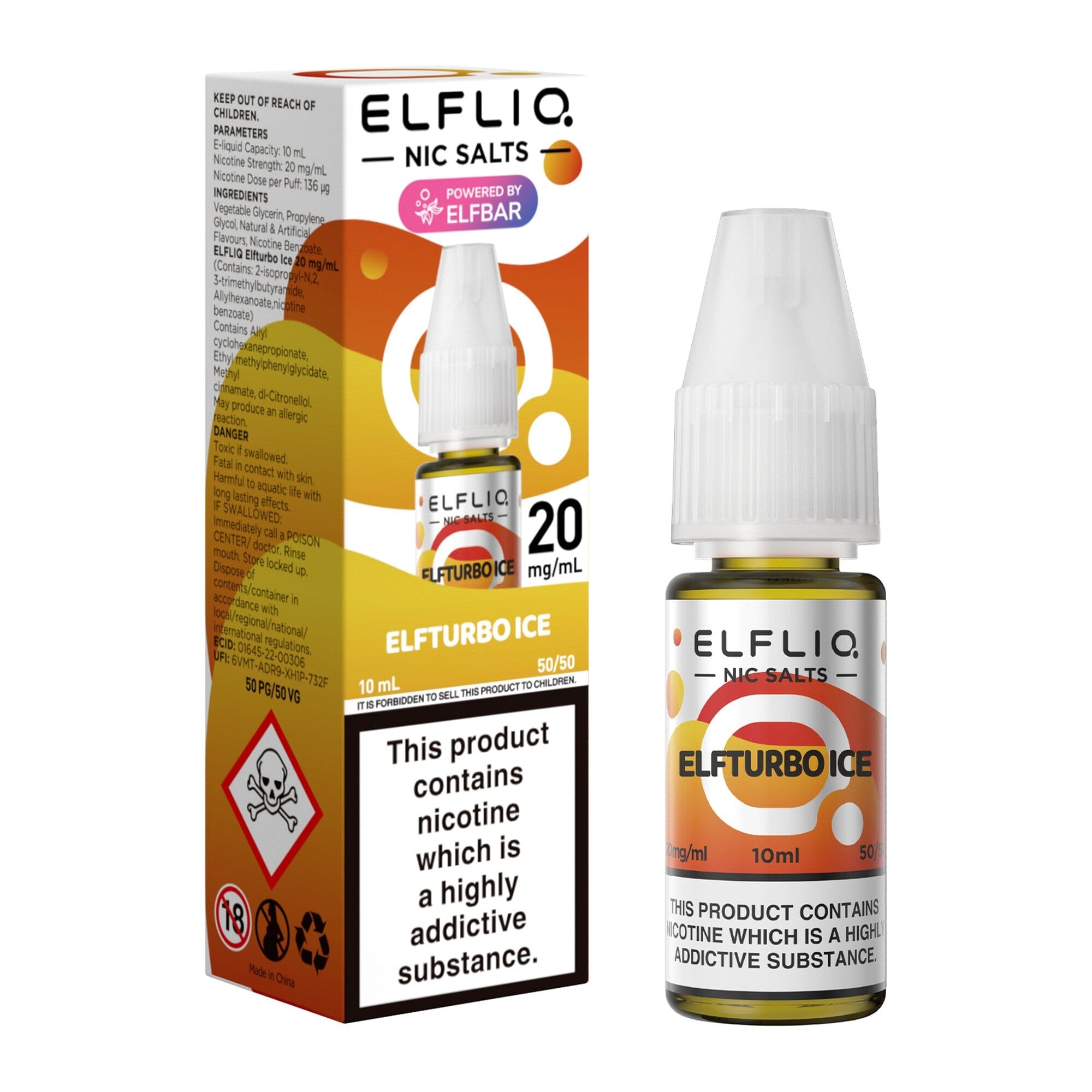 ELFLIQ by ELFBAR Nicotine Salt E-Liquid Elfbull Ice 20MG - High Nicotine 