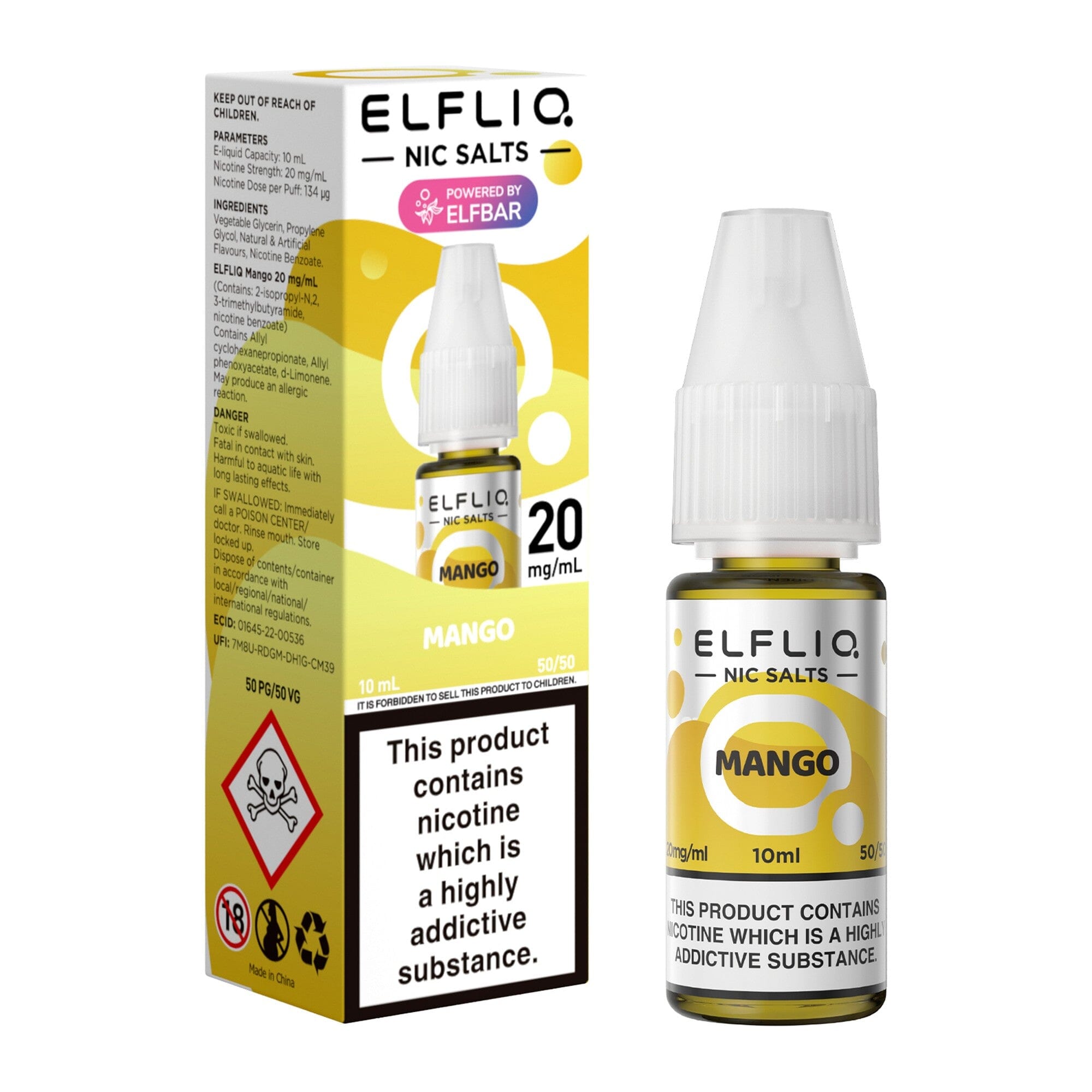 ELFLIQ by ELFBAR Nicotine Salt E-Liquid Mango 20MG - High Nicotine 