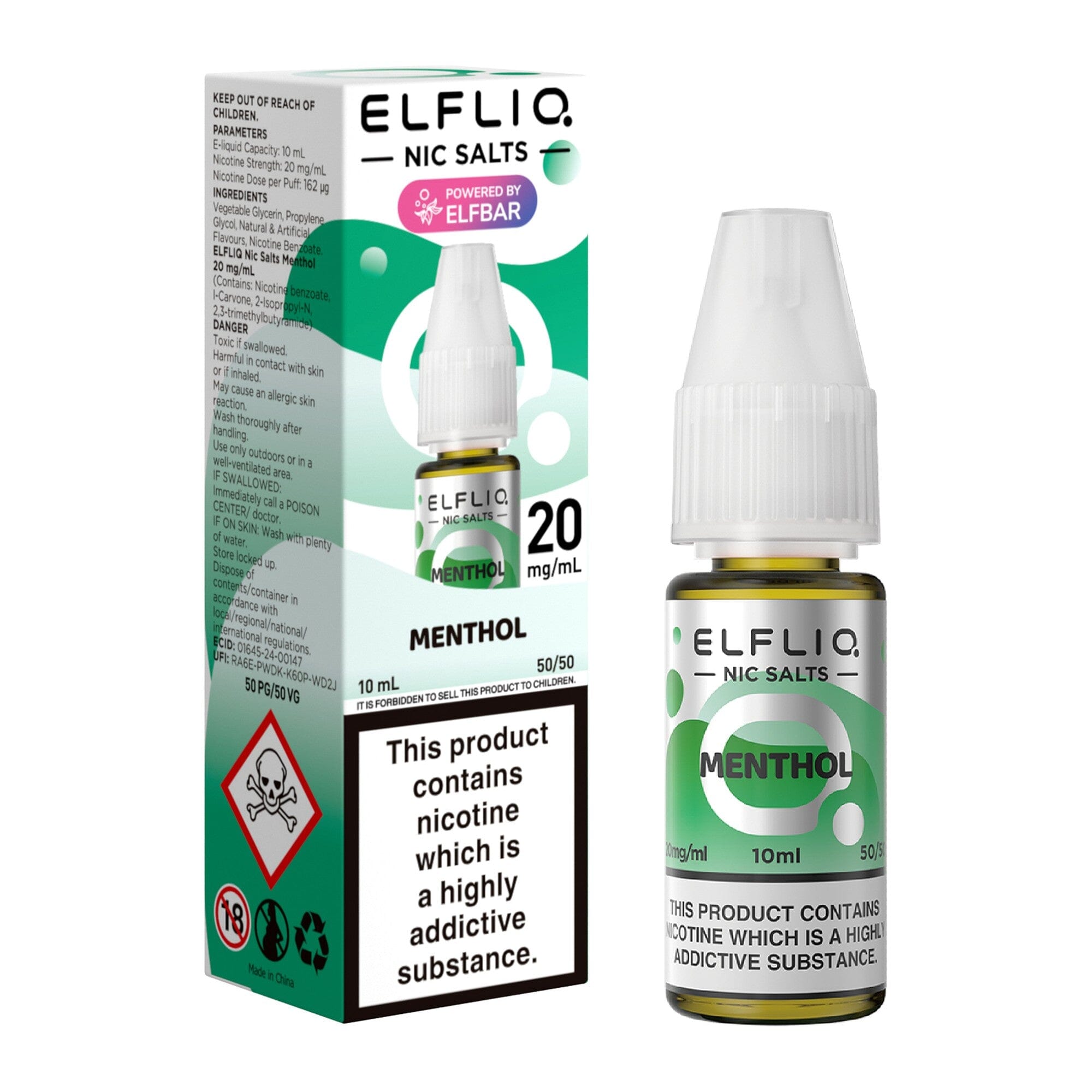 ELFLIQ by ELFBAR Nicotine Salt E-Liquid Menthol 20MG - High Nicotine 