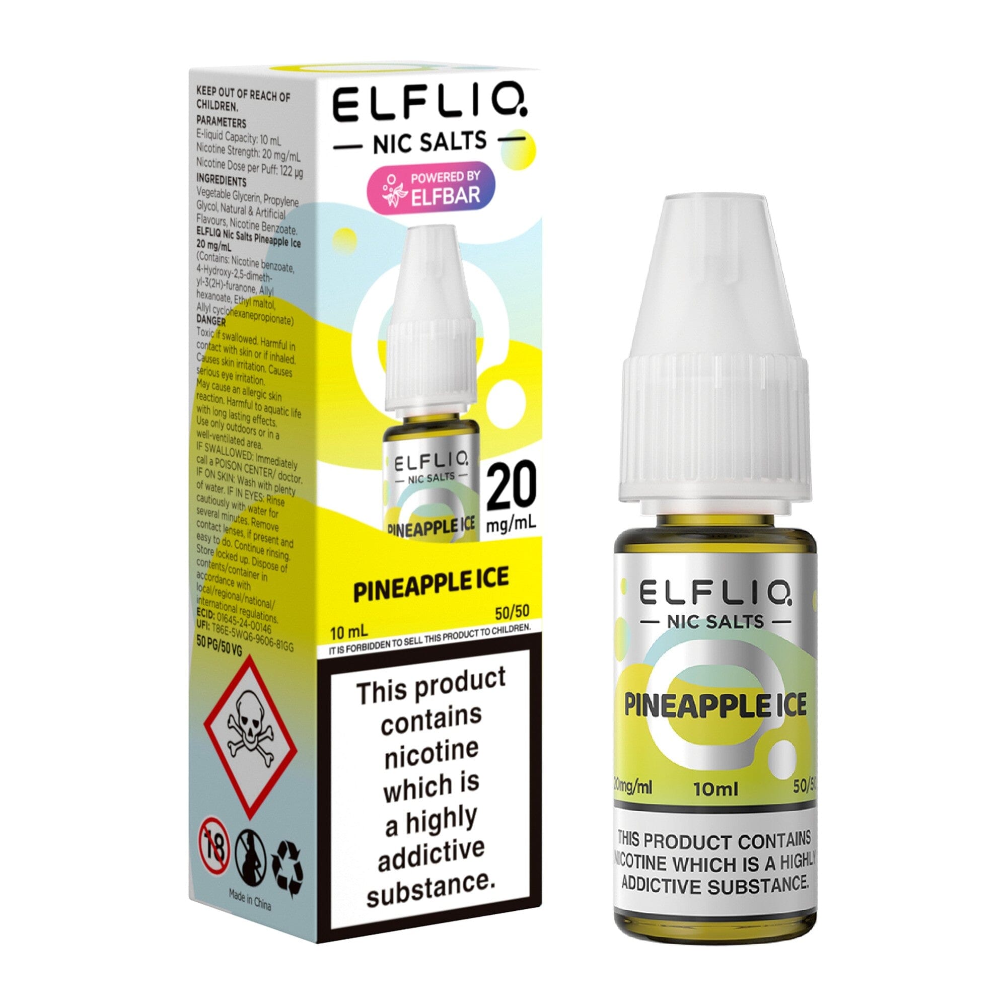 ELFLIQ by ELFBAR Nicotine Salt E-Liquid Pineapple Ice 20MG - High Nicotine 