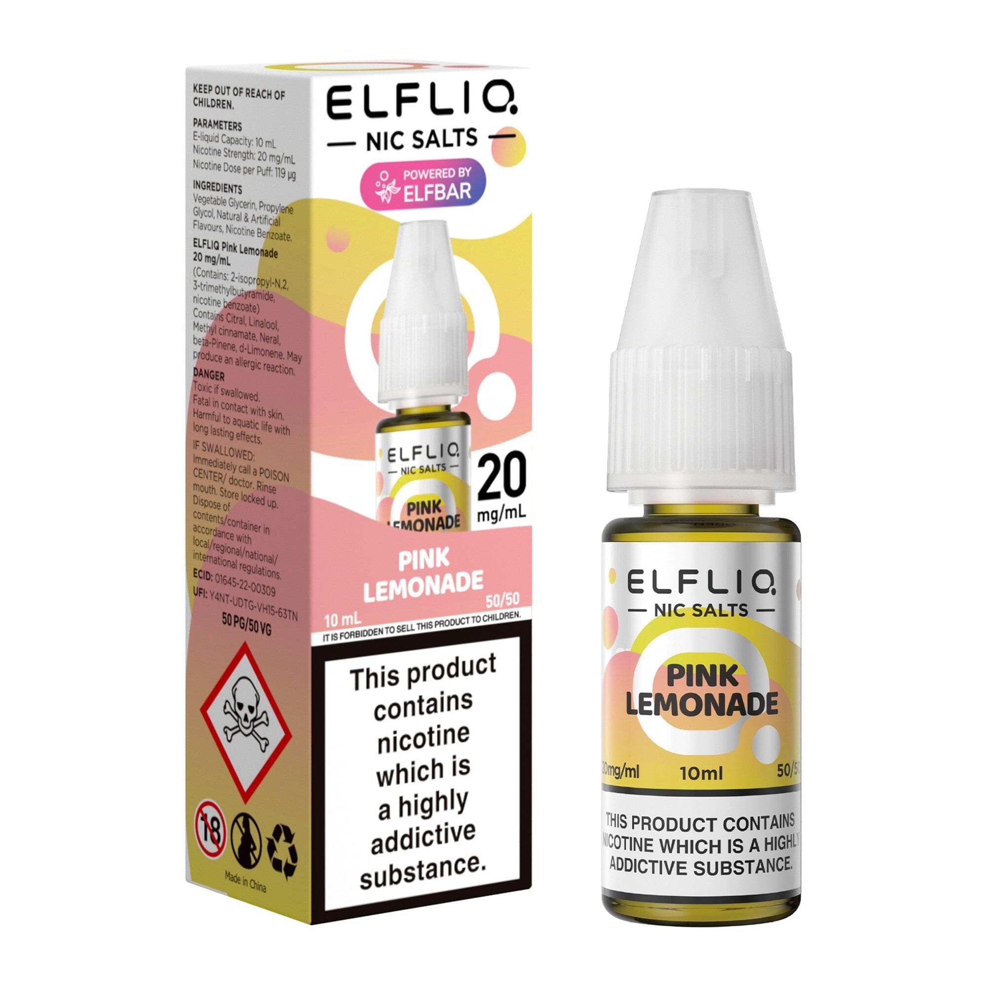 ELFLIQ by ELFBAR Nicotine Salt E-Liquid Pink Lemonade 20MG - High Nicotine 