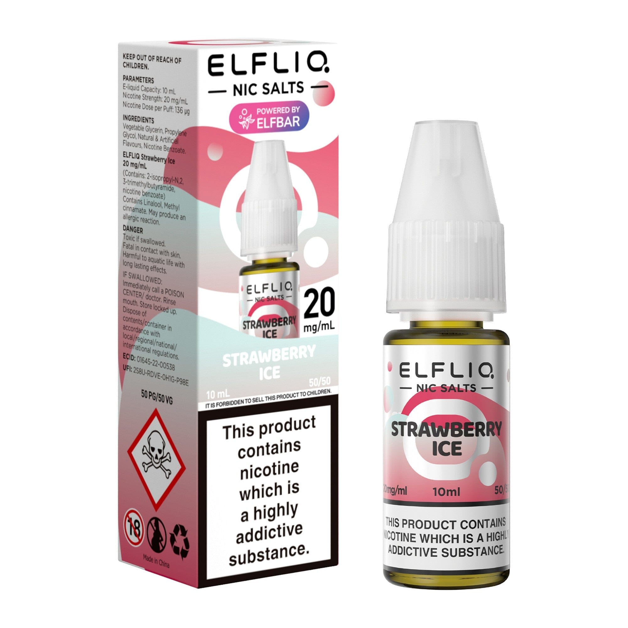 ELFLIQ by ELFBAR Nicotine Salt E-Liquid Strawberry Ice 20MG - High Nicotine 