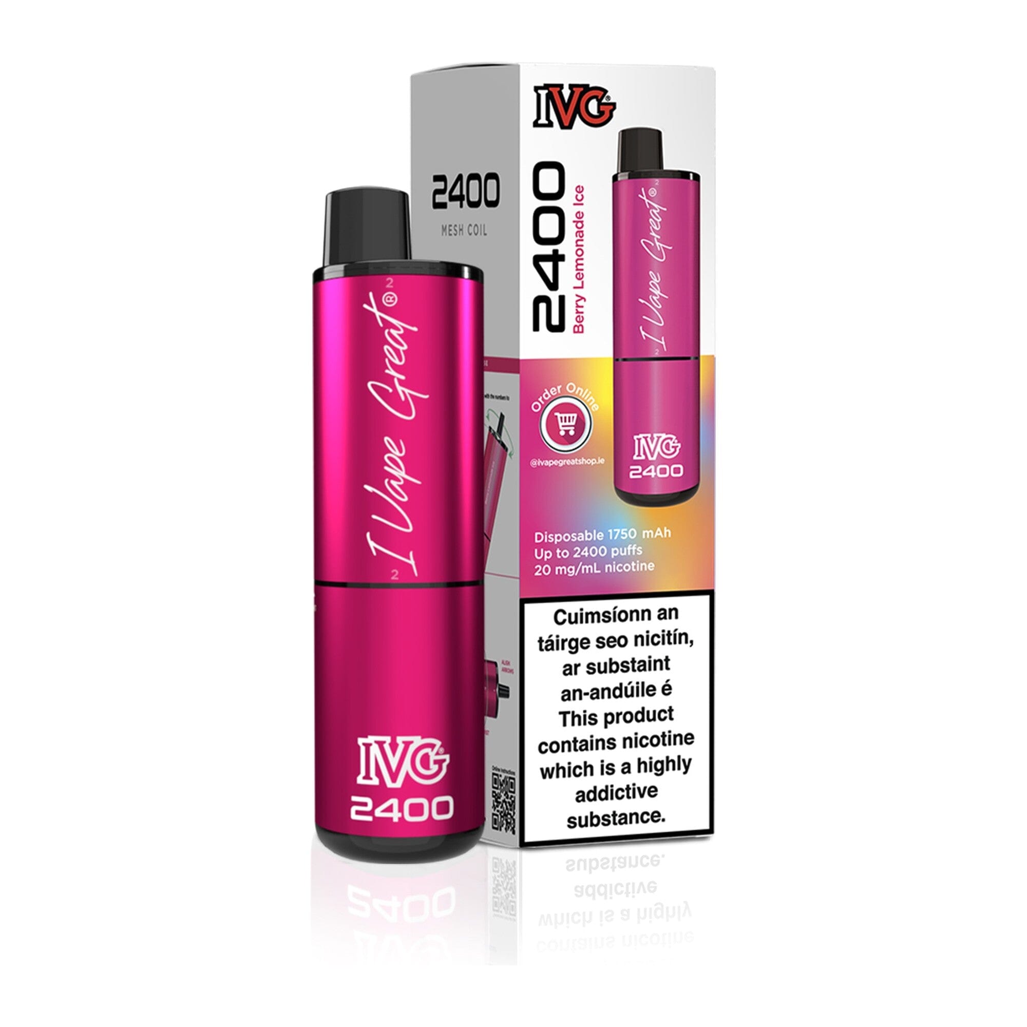 IVG 2400 Disposable Vape Kit Berry Lemonade Ice 