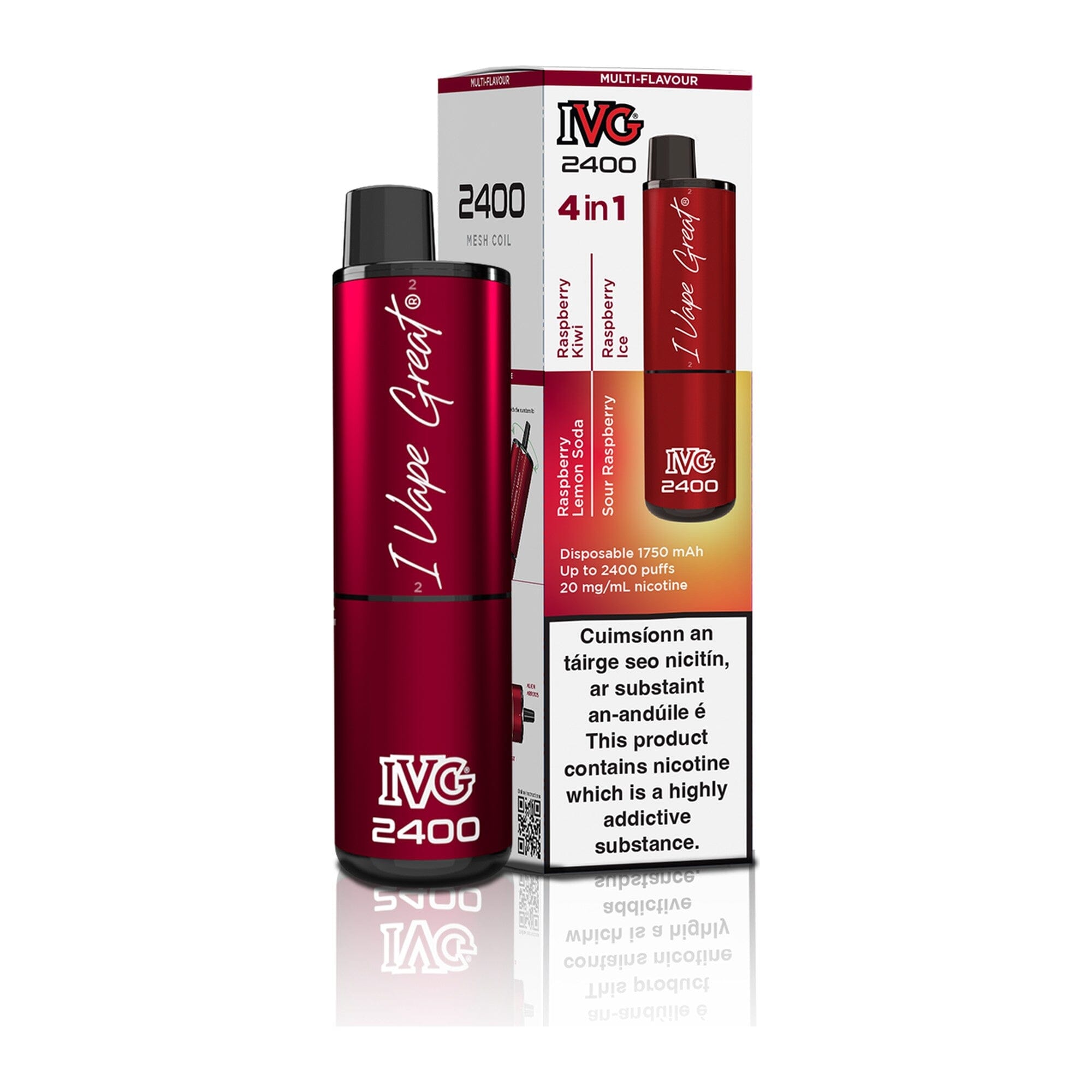 IVG 2400 Disposable Vape Kit Multi Flavour: Red Raspberry Edition 