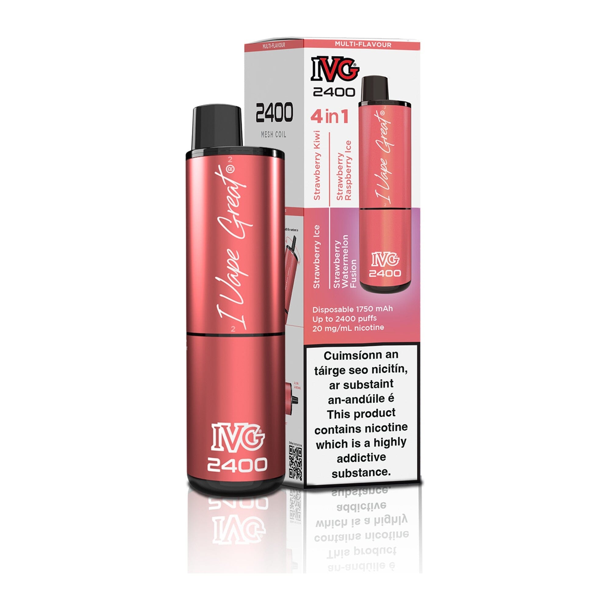 IVG 2400 Disposable Vape Kit Multi Flavour: Strawberry Edition 
