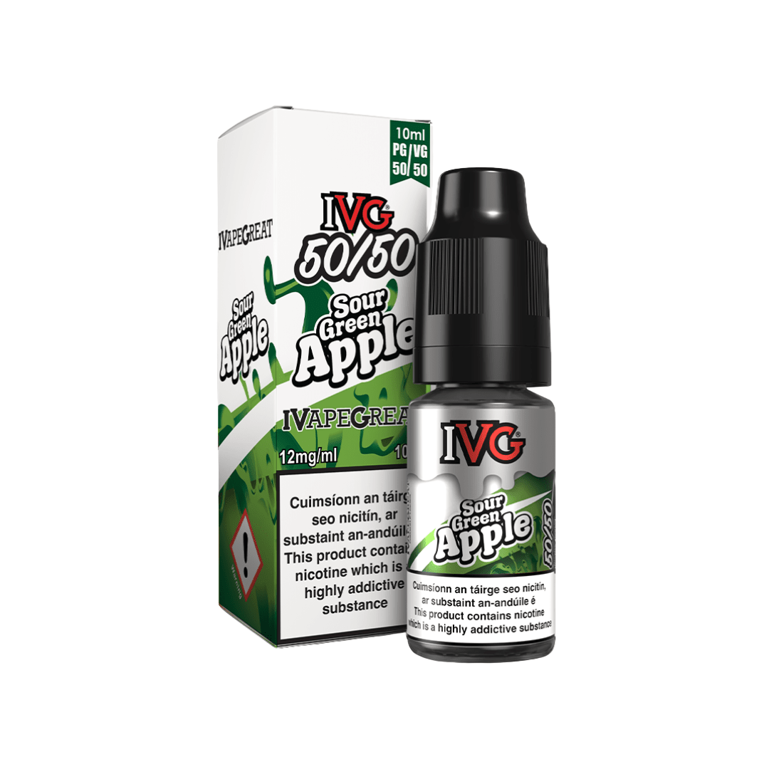 IVG 50/50 Fruit Range E-Liquid Sour Green Apple 12MG - Medium Nicotine 