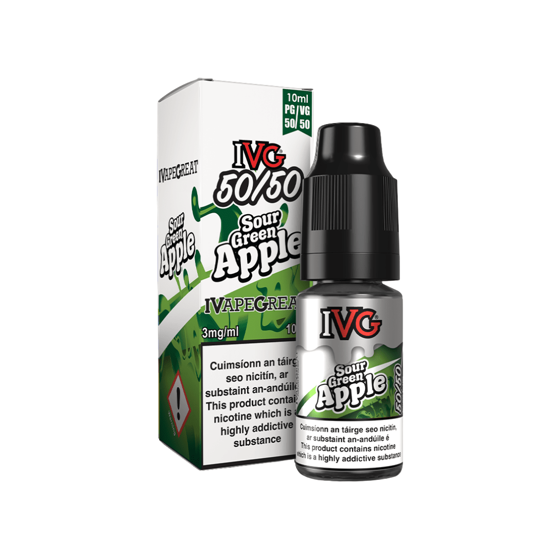 IVG 50/50 Fruit Range E-Liquid Sour Green Apple 3MG - Very Low Nicotine 