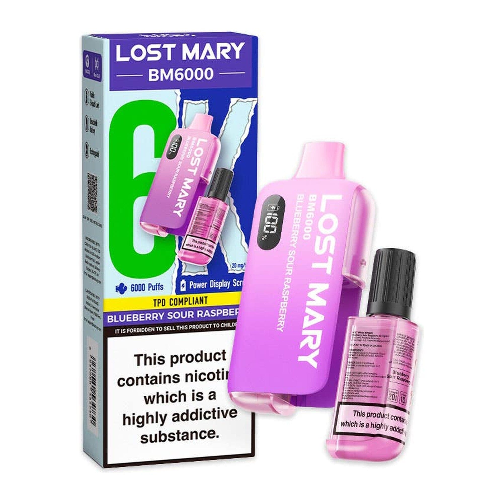 Lost Mary BM6000 Disposable Vape Kit Blueberry Sour Raspberry 