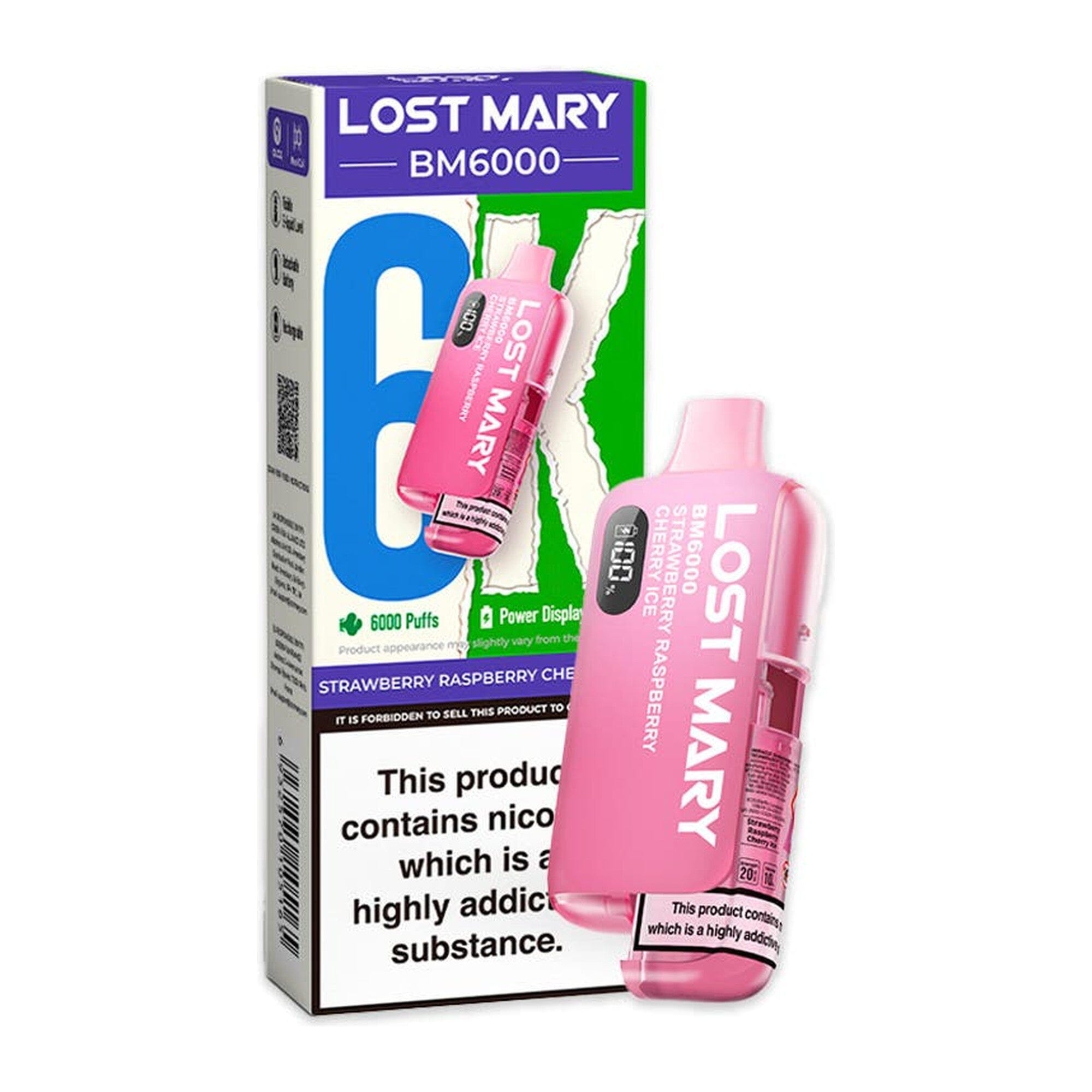 Lost Mary BM6000 Disposable Vape Kit Strawberry Raspberry Cherry Ice 