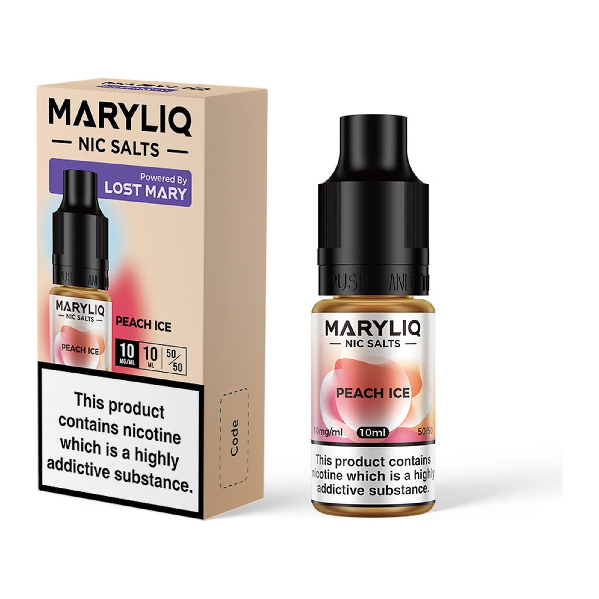 MARYLIQ by Lost Mary Nicotine Salt E-Liquid Peach Ice 10MG - Medium Nicotine 