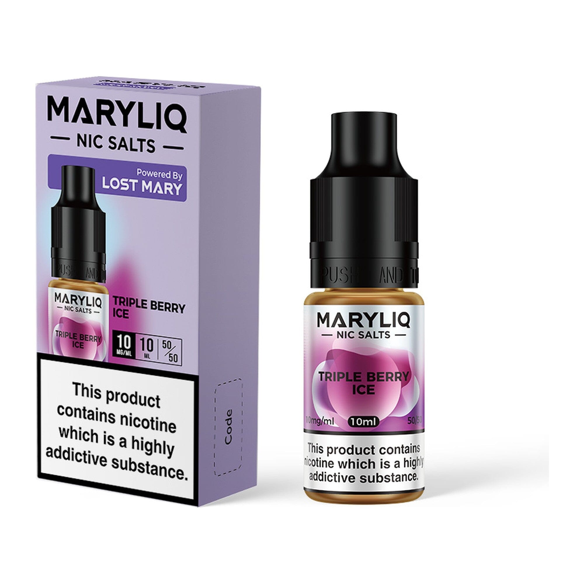 MARYLIQ by Lost Mary Nicotine Salt E-Liquid Triple Berry Ice 10MG - Medium Nicotine 