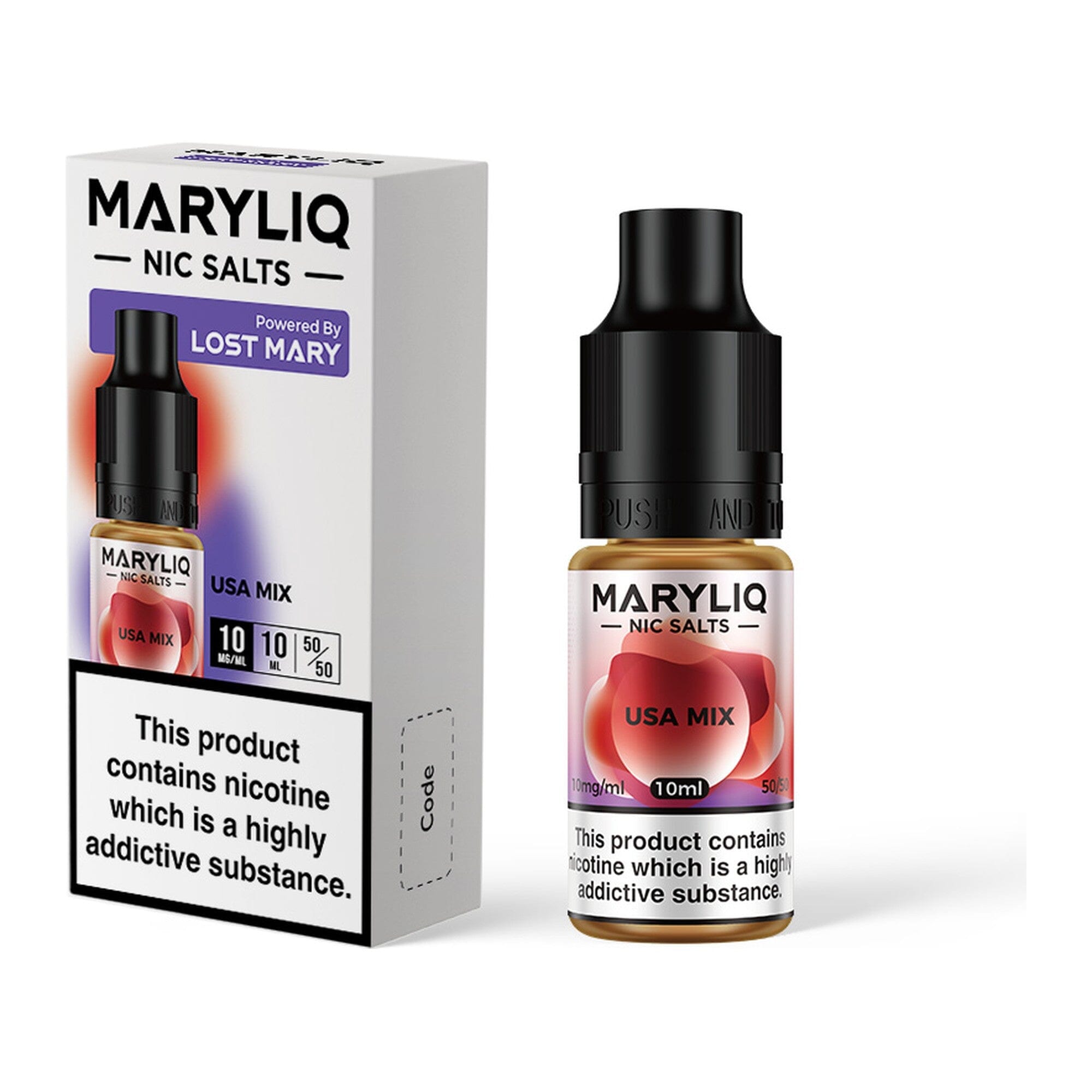 MARYLIQ by Lost Mary Nicotine Salt E-Liquid USA Mix 10MG - Medium Nicotine 