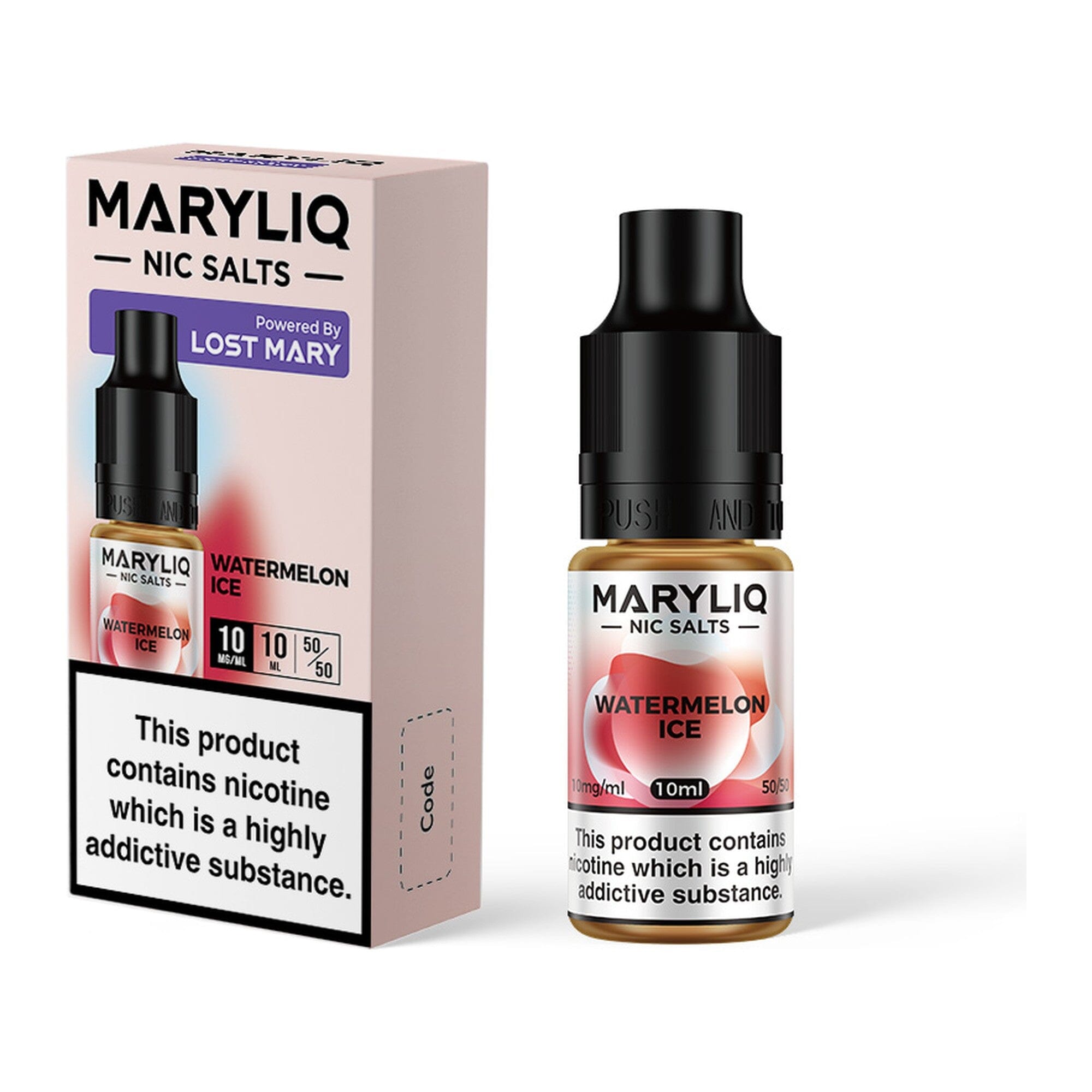 MARYLIQ by Lost Mary Nicotine Salt E-Liquid Watermelon Ice 10MG - Medium Nicotine 